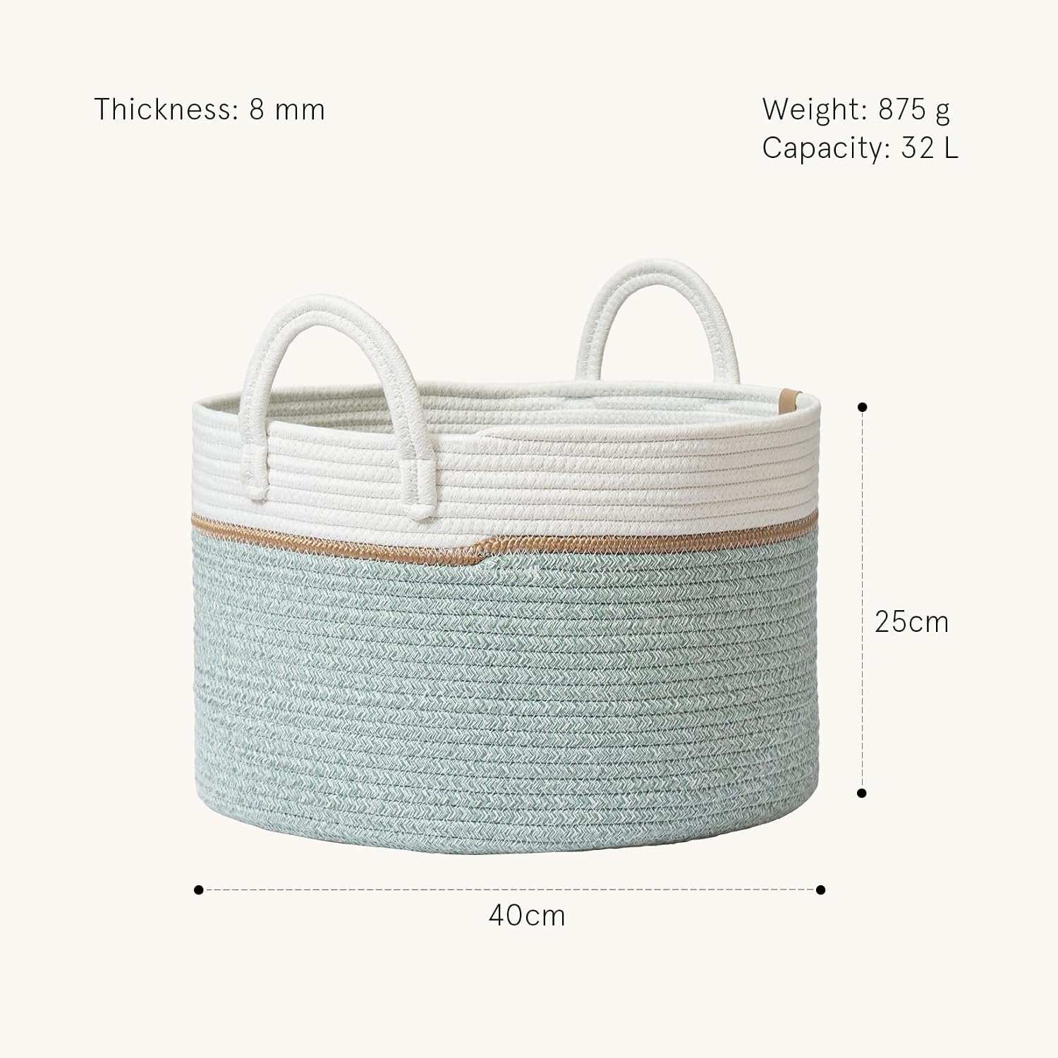 Detalle 2 de LA JOLIE MUSE Wäschekorb 32 L Efeugrün