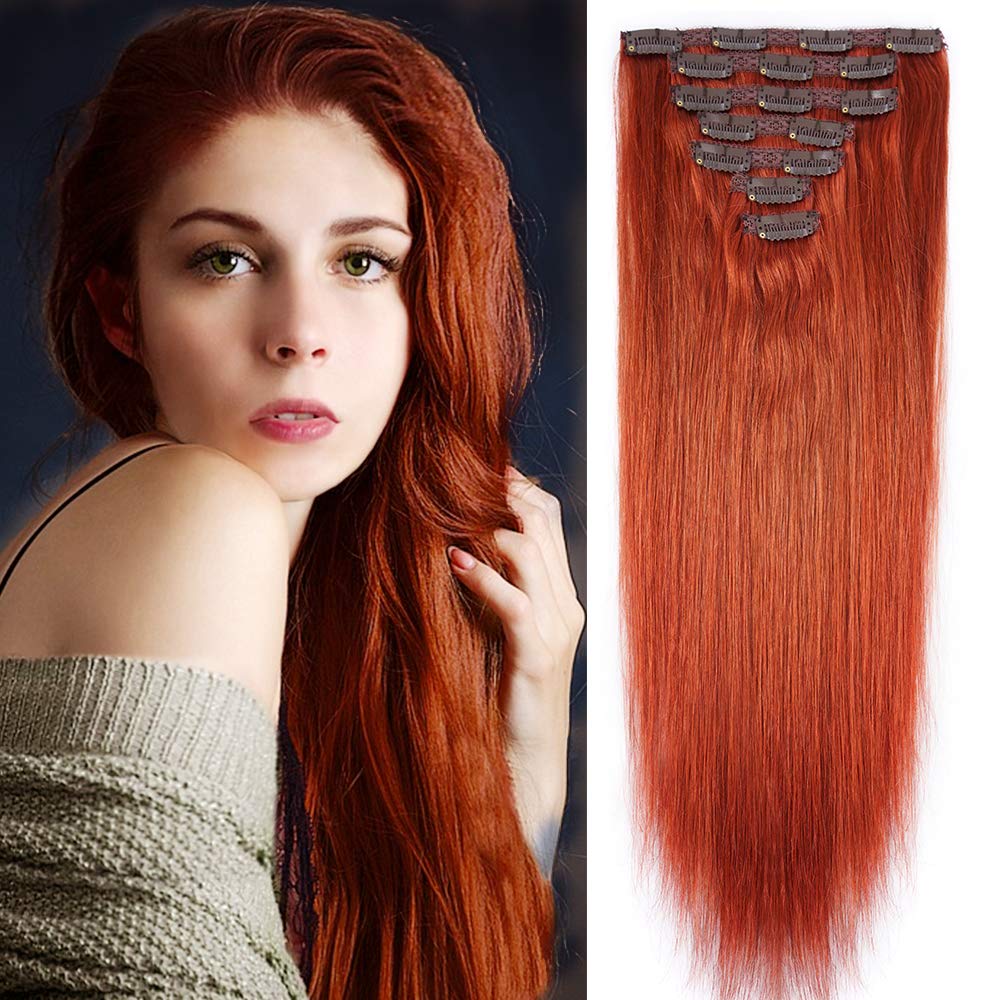 Thumbnail 6 de 22" Clip-In Human Hair Extensions Full Head 200g (1B) — Double Weft, Natural Black