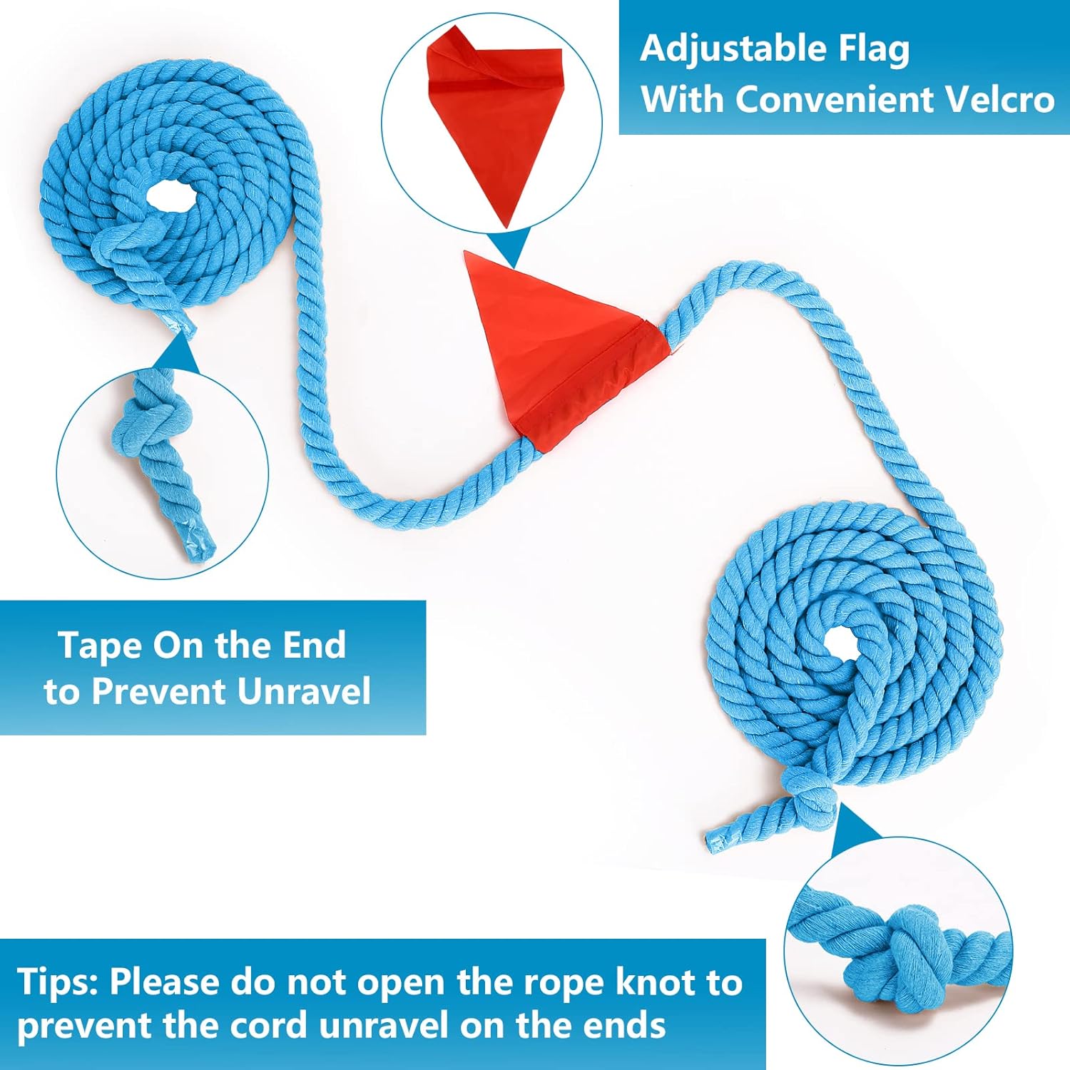 Detalle de CWLAKON 6m Tug of War Rope for Kids & Adults – Outdoor Sports Day Kit