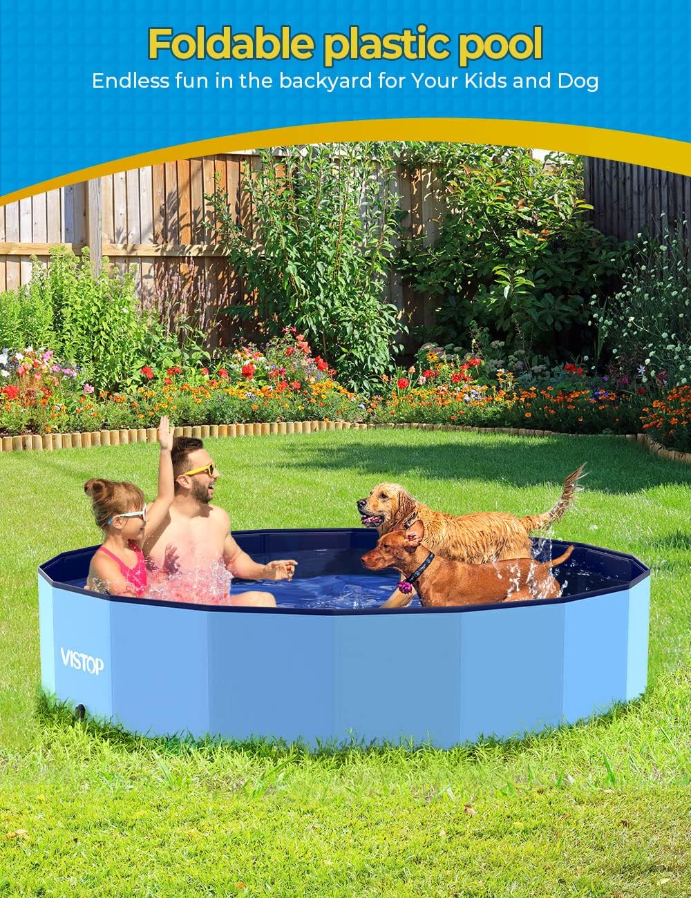 Thumbnail 6 de VISTOP Jumbo Foldable Dog Pool: 77in Portable Hard-Shell Bath Pool for Pets and Kids