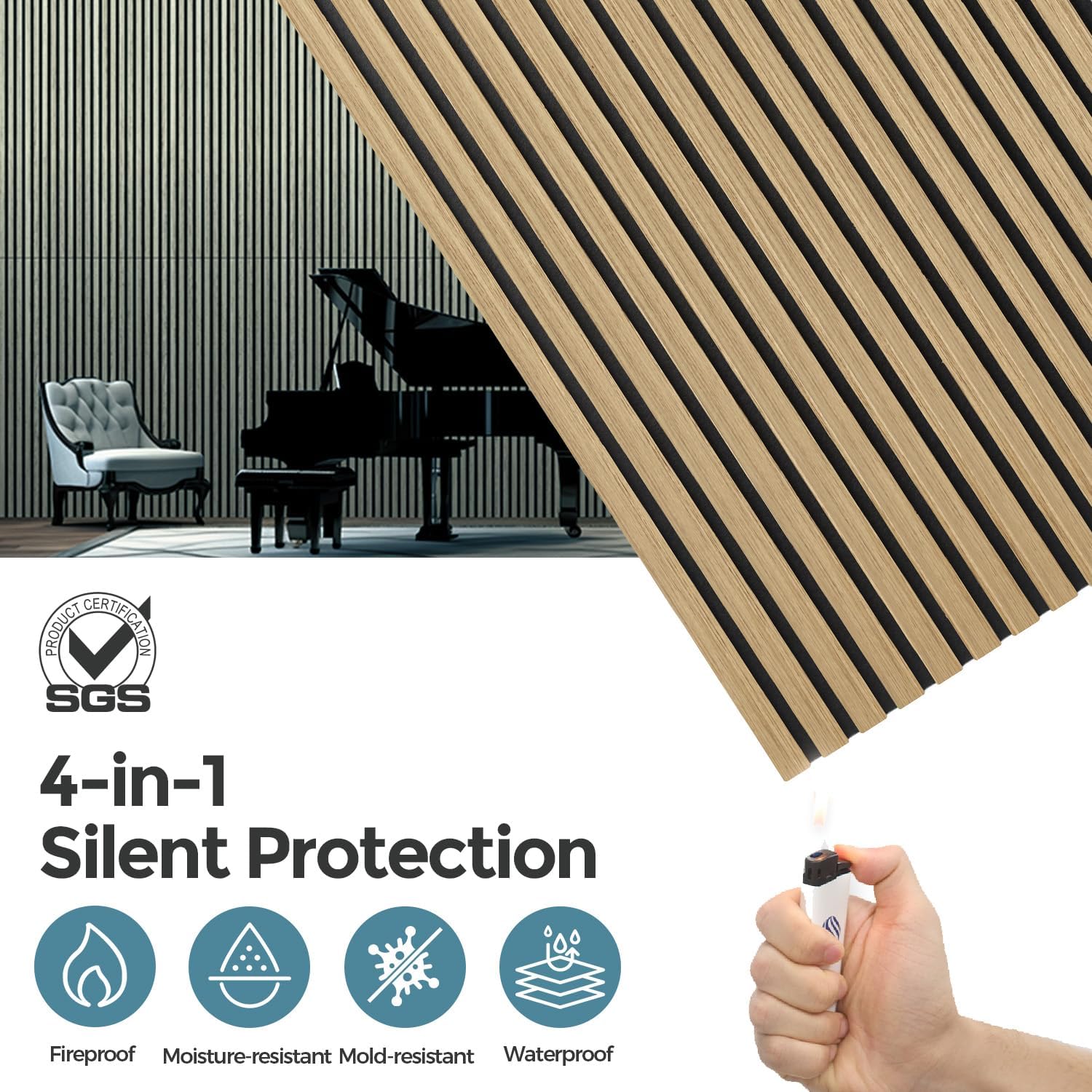 Detalle de Akumax soundproof wood wall panels 3.5cm