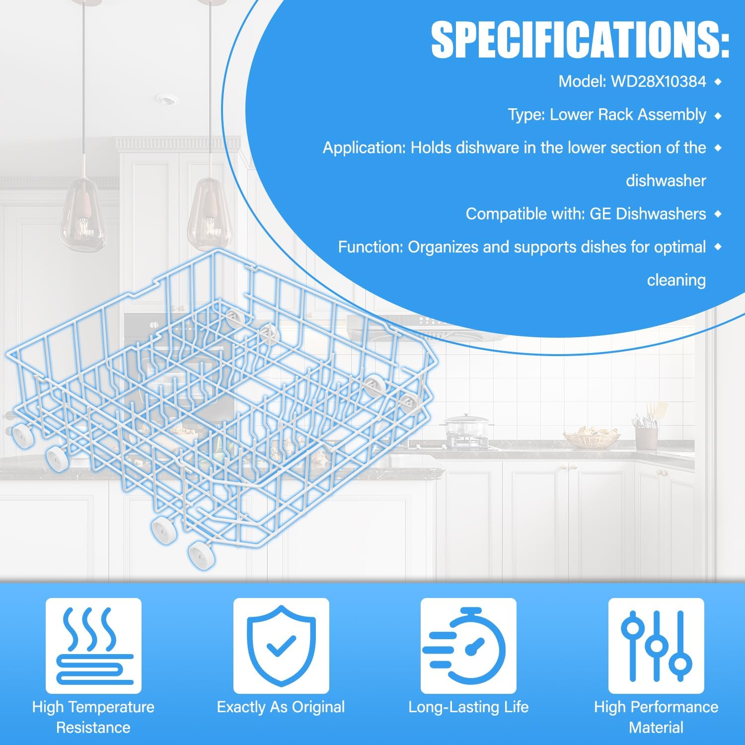 Thumbnail 6 de YEECHUN WD28X10384 Dishwasher Lower Rack Replacement with 8 Wheels