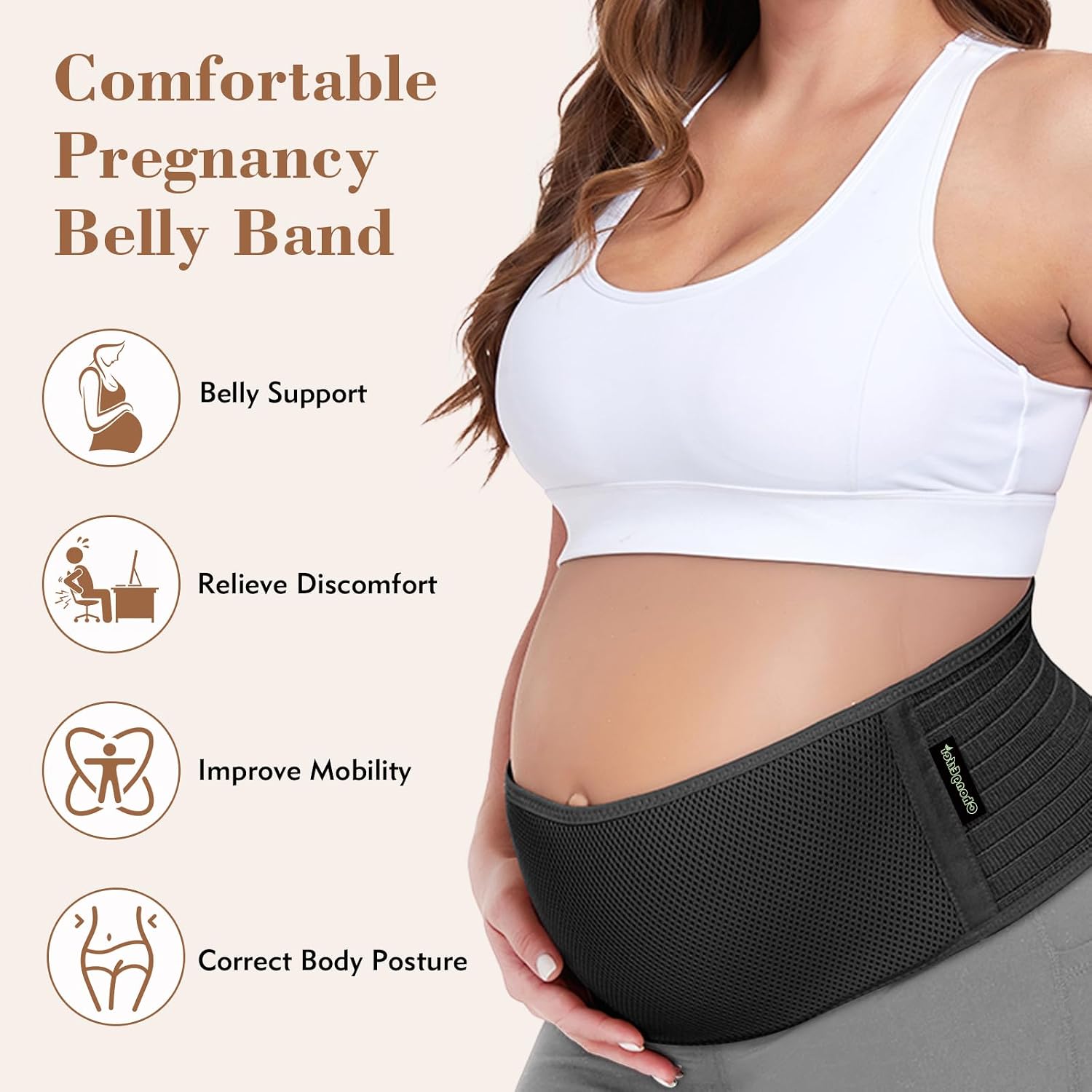 Thumbnail 1 de ChongErfei Pregnancy Belly Band Maternity Belt with Back Support (Black, One Size)