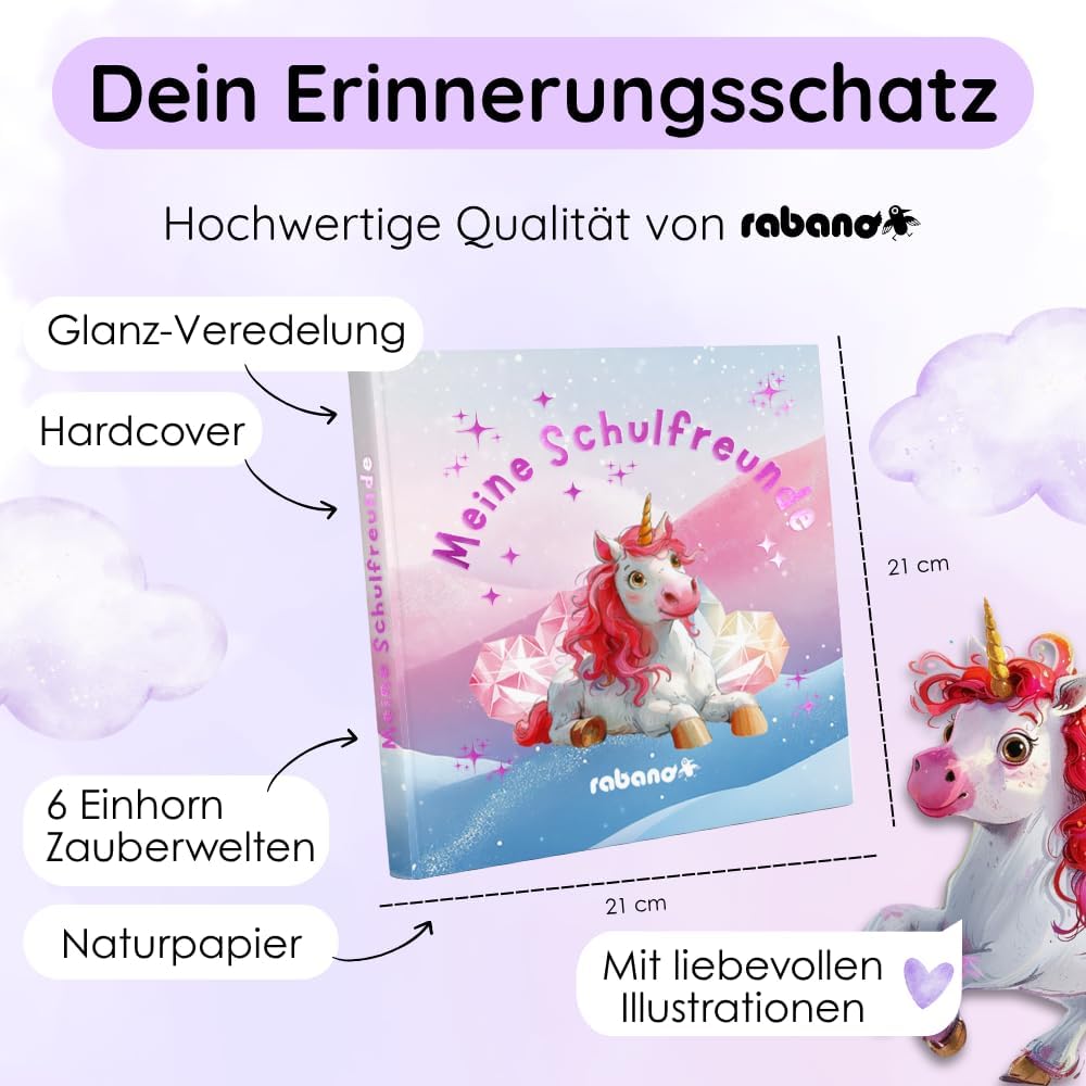 Thumbnail 1 de Rabano Art Freundebuch Schule Mädchen – Einhorn-Schulfreundebuch für die Grundschule