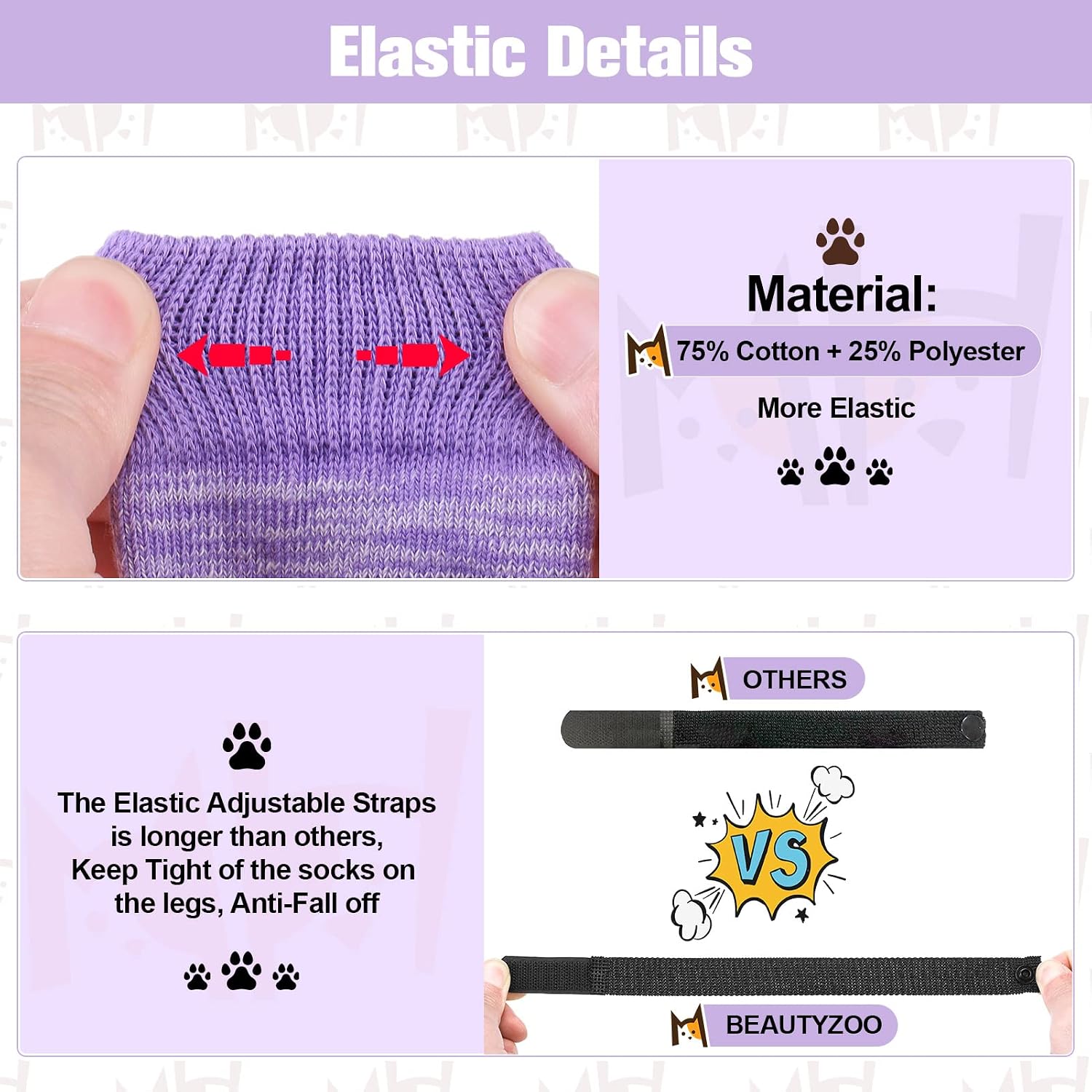 Detalle de BEAUTYZOO Hundesocken Anti-Rutsch Large 3 Zoll