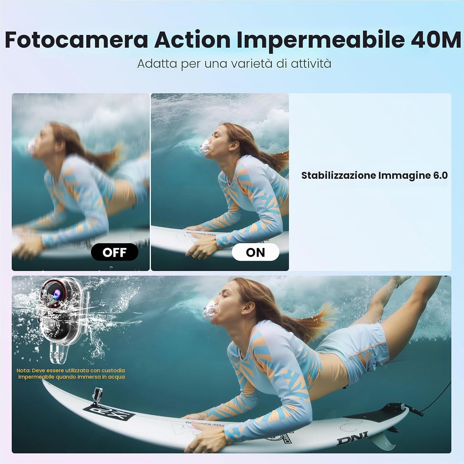 Detalle 2 de Camlance Mini Action Cam 4K: stabilizzata, subacquea 40m e magnetica in un corpo da tasca