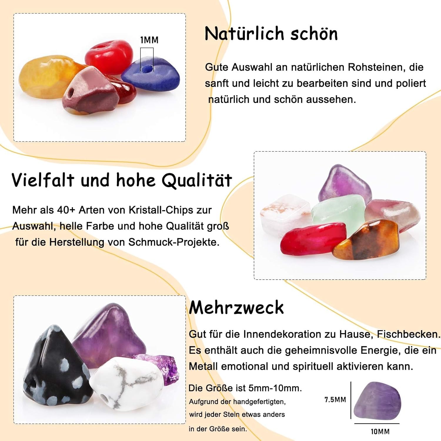 Thumbnail 3 de 500 Stück Edelsteinperlen in Weiß & Türkis (5–8 mm) zum Auffädeln – Naturstein-Perlen für Schmuck & DIY