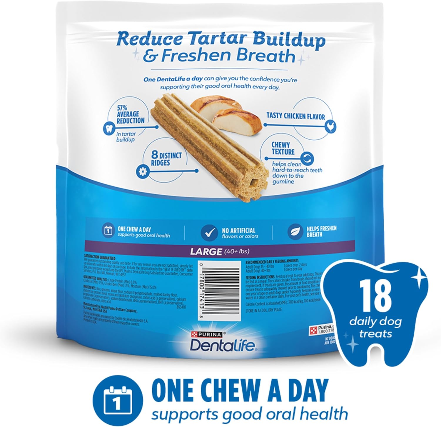 Detalle 2 de Dentalife Daily Dental Chews for Large Dogs, 18 ct Pouch (Purina Dentalife)