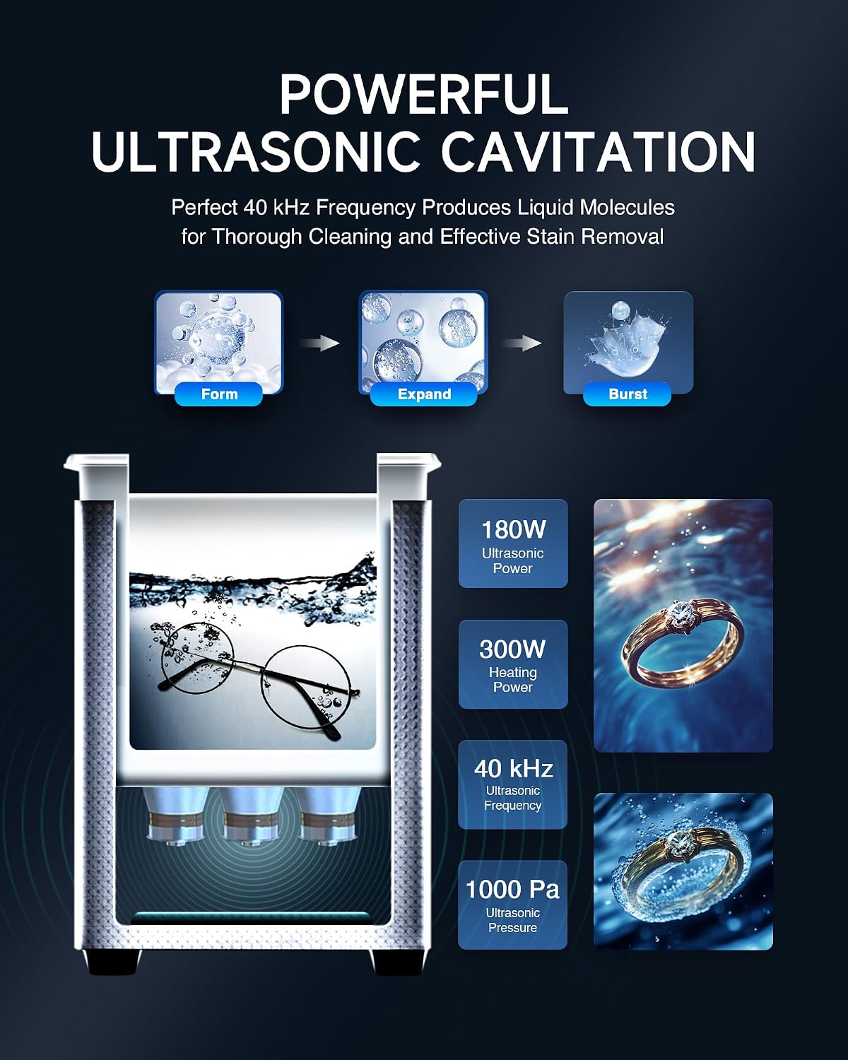 Detalle de CREWORKS Ultrasonic Cleaner 6L with Digital Timer & Heater