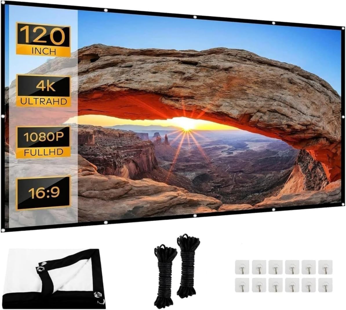 Detalle de Leinwand Beamer – Verdickte, Anti-Falten, tragbare 16:9-HD Projektorleinwand