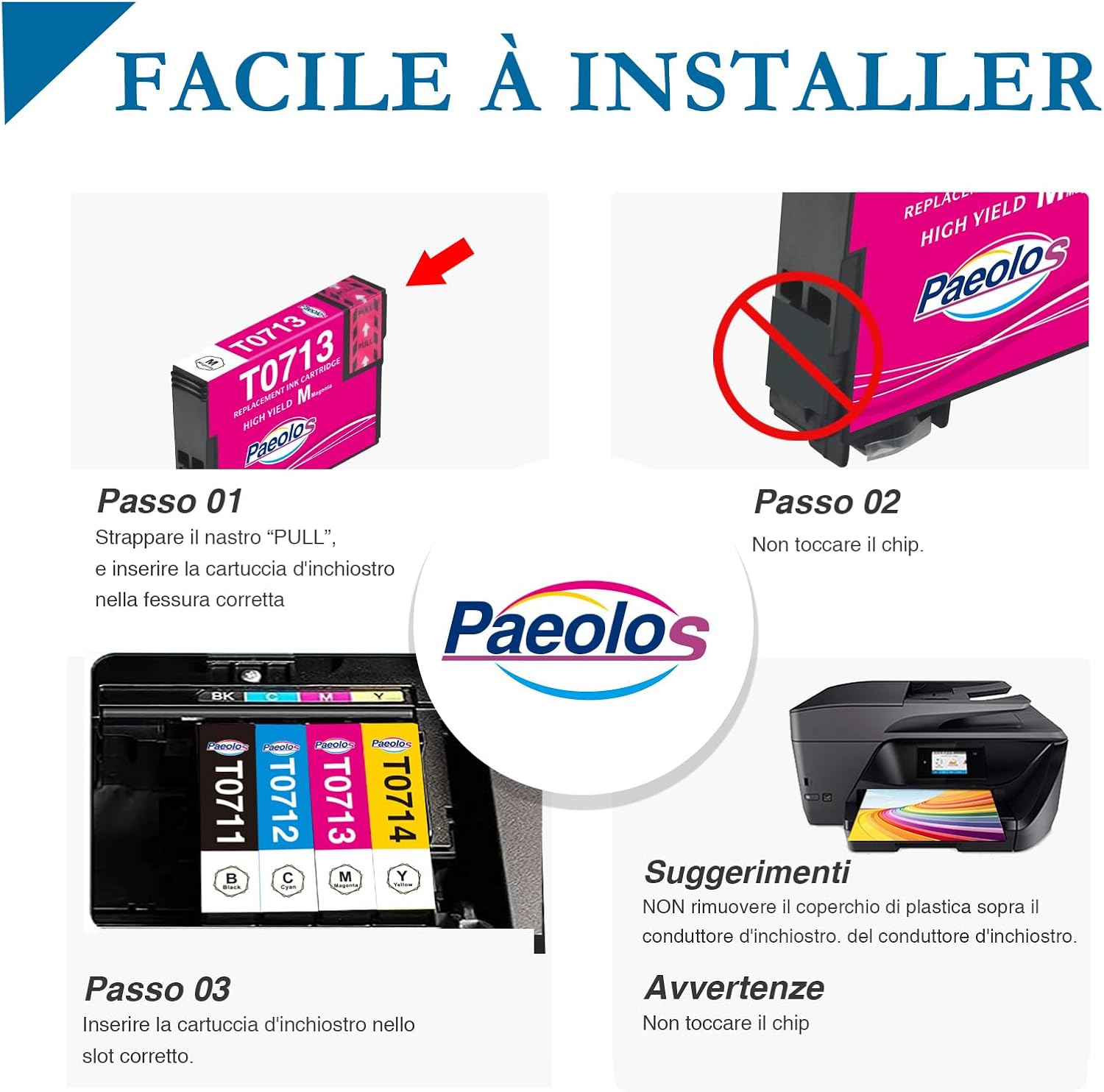 Thumbnail 4 de Paeolos T0715 Multipack Cartucce d'inchiostro compatibili per Epson T0711–T0714 | Compatibilità ampia