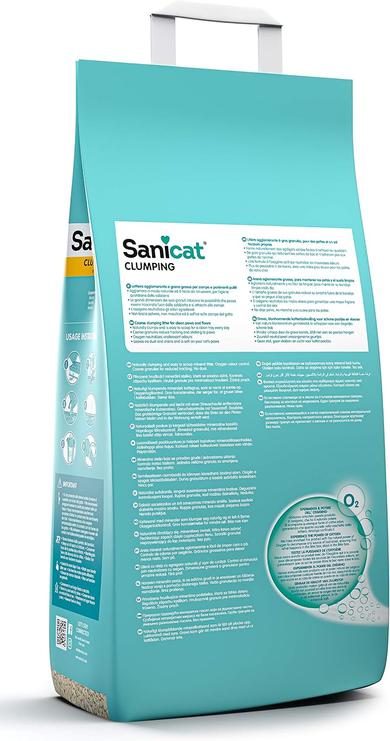 Detalle 2 de Sanicat Lettiera per gatti agglomerante senza profumo 10L – controllo odori con ossigeno attivo