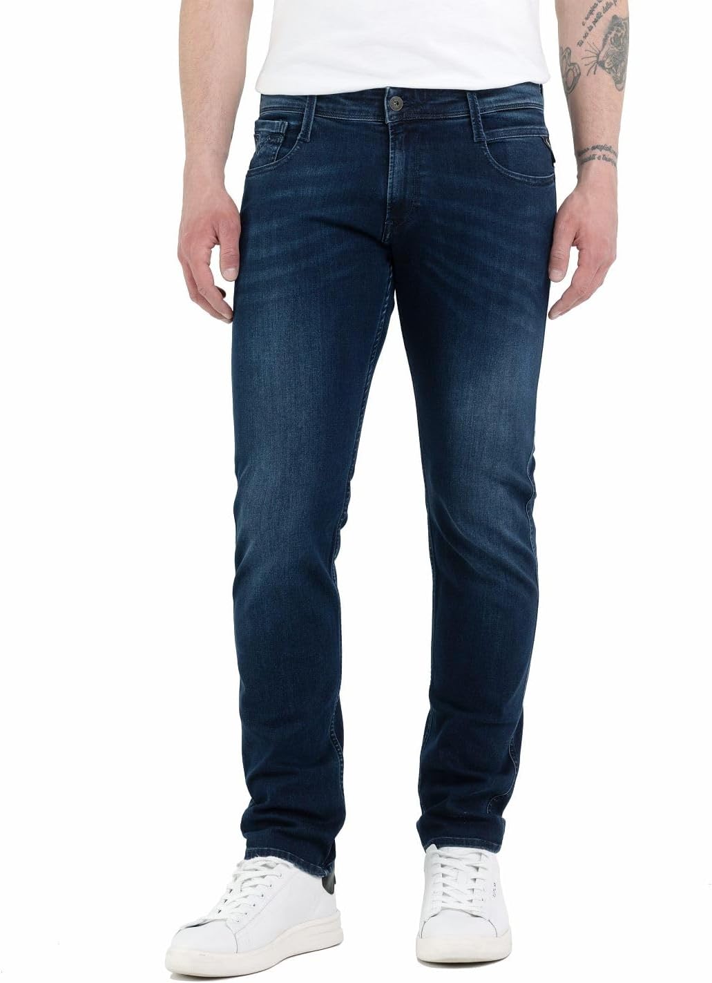 Detalle de Replay Anbass Slim-Fit Jeans mit Comfort Stretch für Herren
