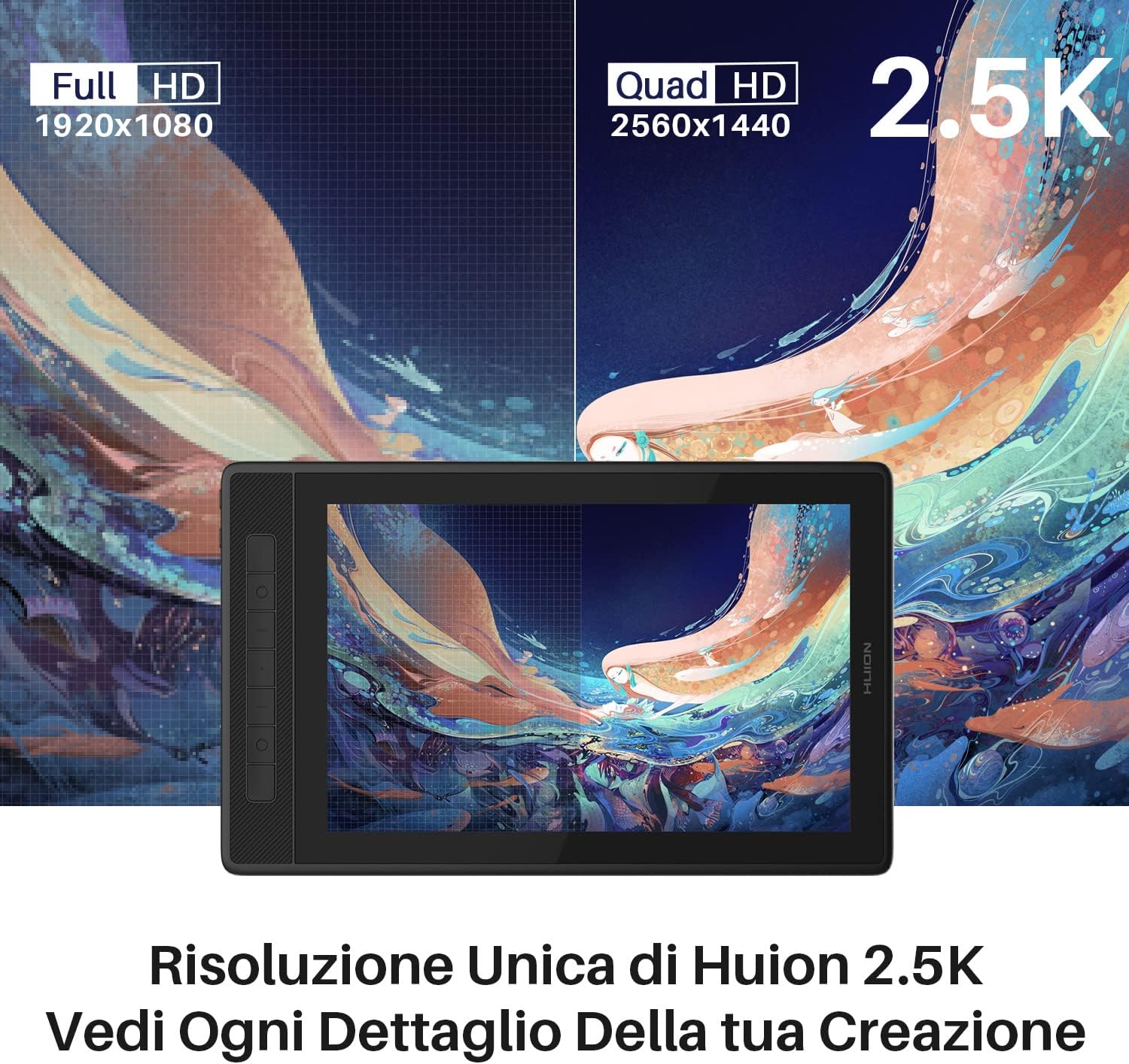Detalle 2 de HUION Kamvas Pro 13 2.5K Tavoletta grafica con schermo 13,3” Full-Laminato e penna senza batteria