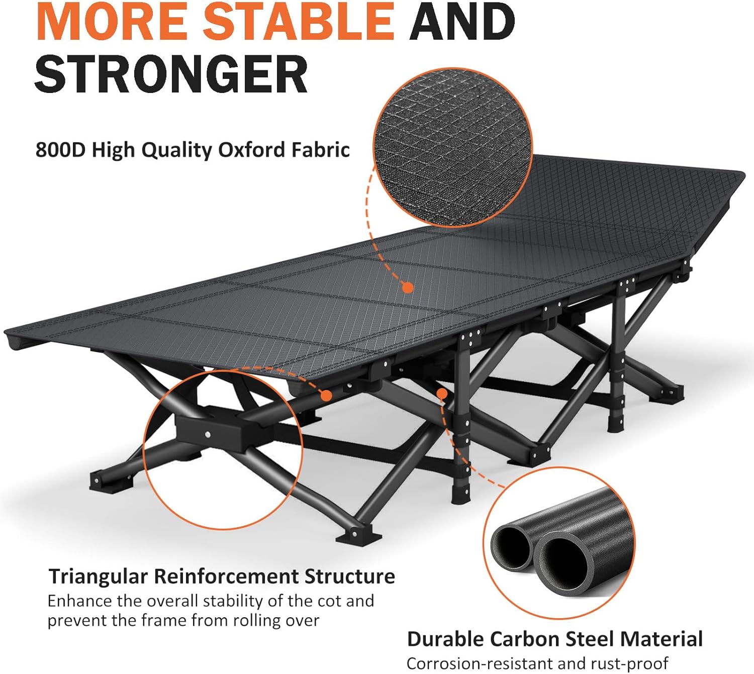 Thumbnail 4 de Portable camp bed with cushion, 450 lbs cot