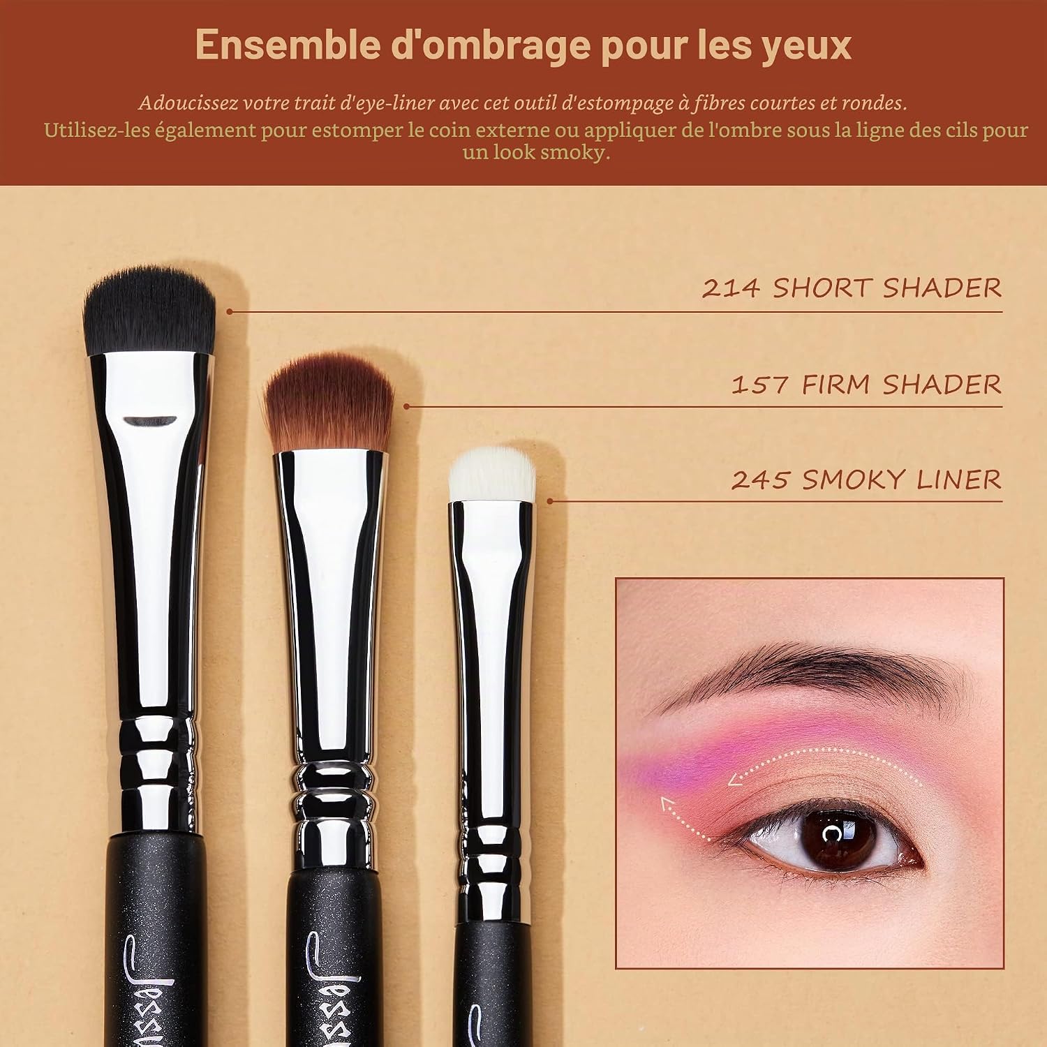 Detalle de Jessup – Set de 12 pinceaux pour maquillage des yeux (fard à paupières), noir T339