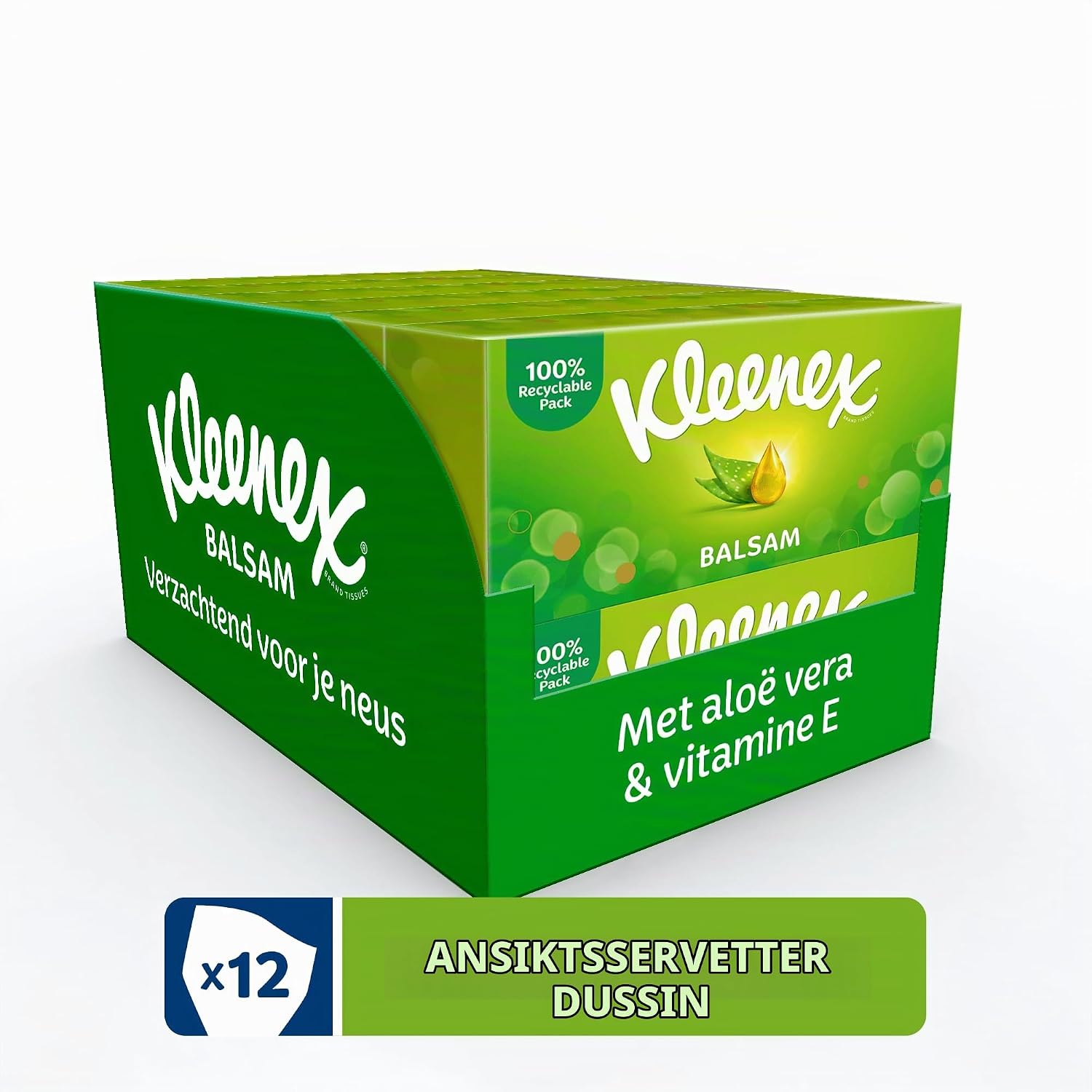 Detalle 2 de Kleenex Balsam-näsdukar, 12 x 64 med aloe vera och ringblomma