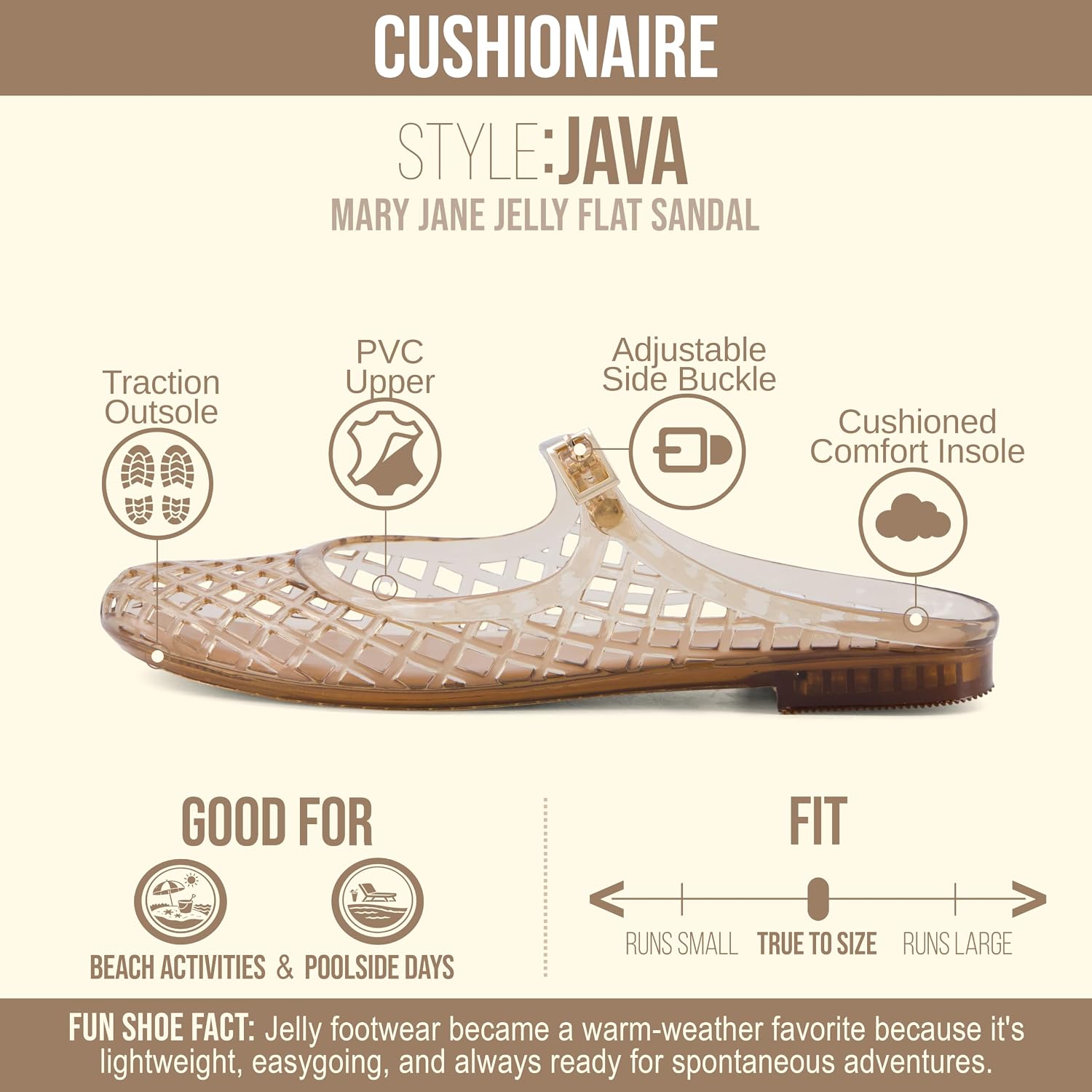Thumbnail 3 de CUSHIONAIRE Java Casual Jelly Flats with Adjustable Strap
