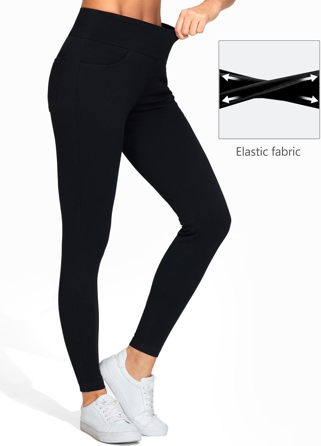 Thumbnail 2 de THE GYM PEOPLE Women's V Cross High Waist Jeggings, Skinny Fit, Four Pockets