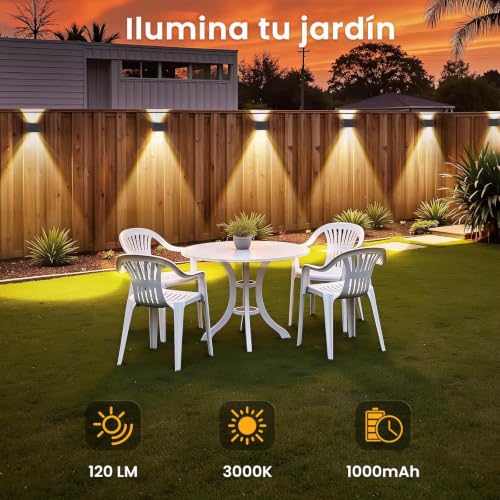 Detalle de Delaiglow Aplique Solar Exterior 6 Pack – Luz Solar LED para Paredes Arriba y Abajo, IP67, Blanco Cálido