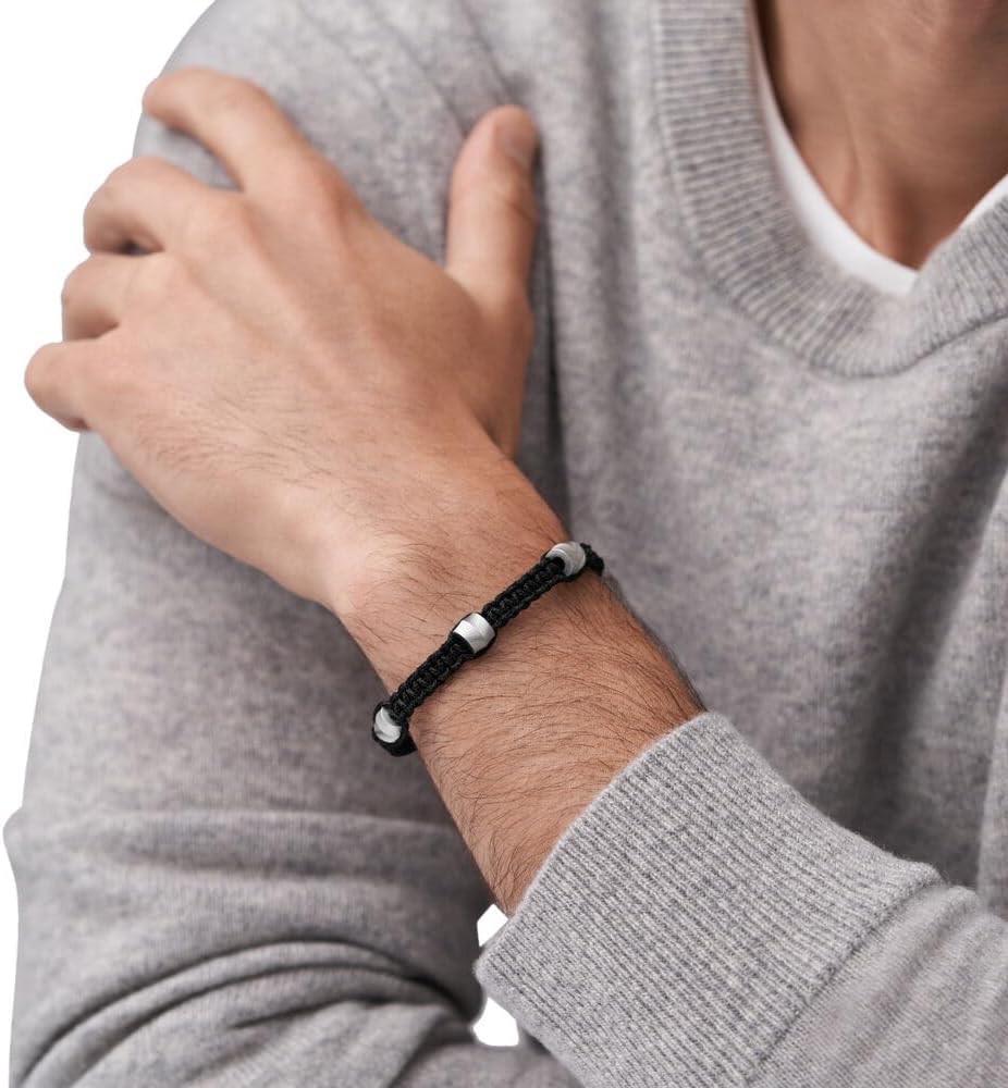 Detalle 2 de Fossil Herrenarmband Edelstahl Leder