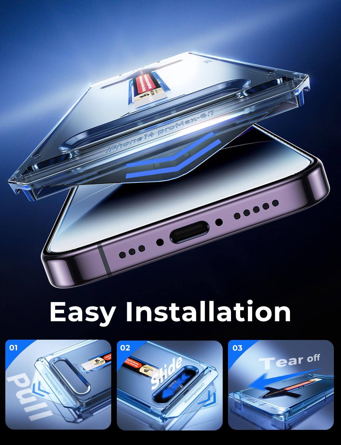 Thumbnail 2 de MAGIC JOHN 2 Pack Tempered Glass Screen Protector for iPhone 14 Pro Max