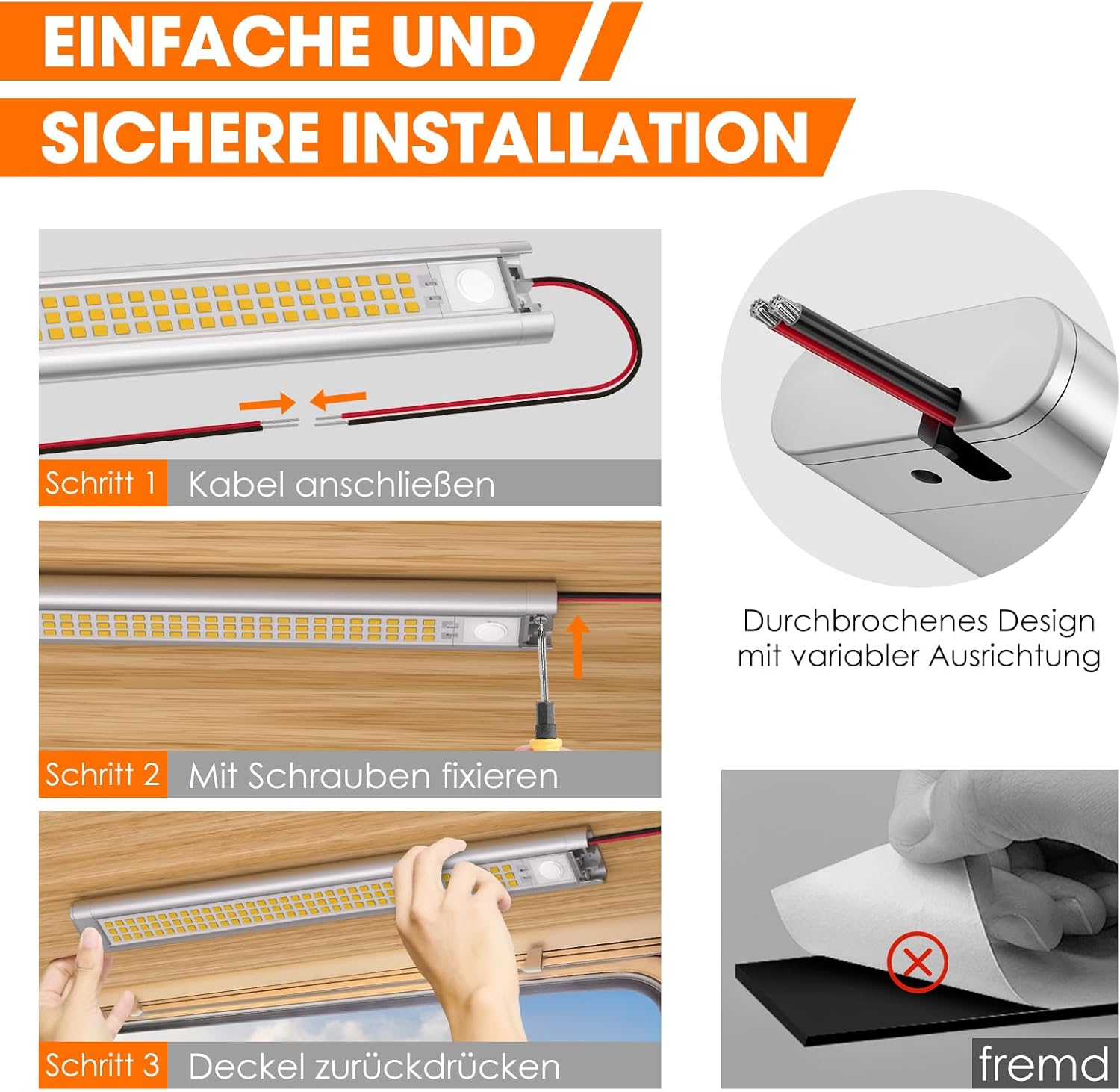 Detalle 1 de 12V LED Wohnmobil Lampe 1100 lm im 4er Pack