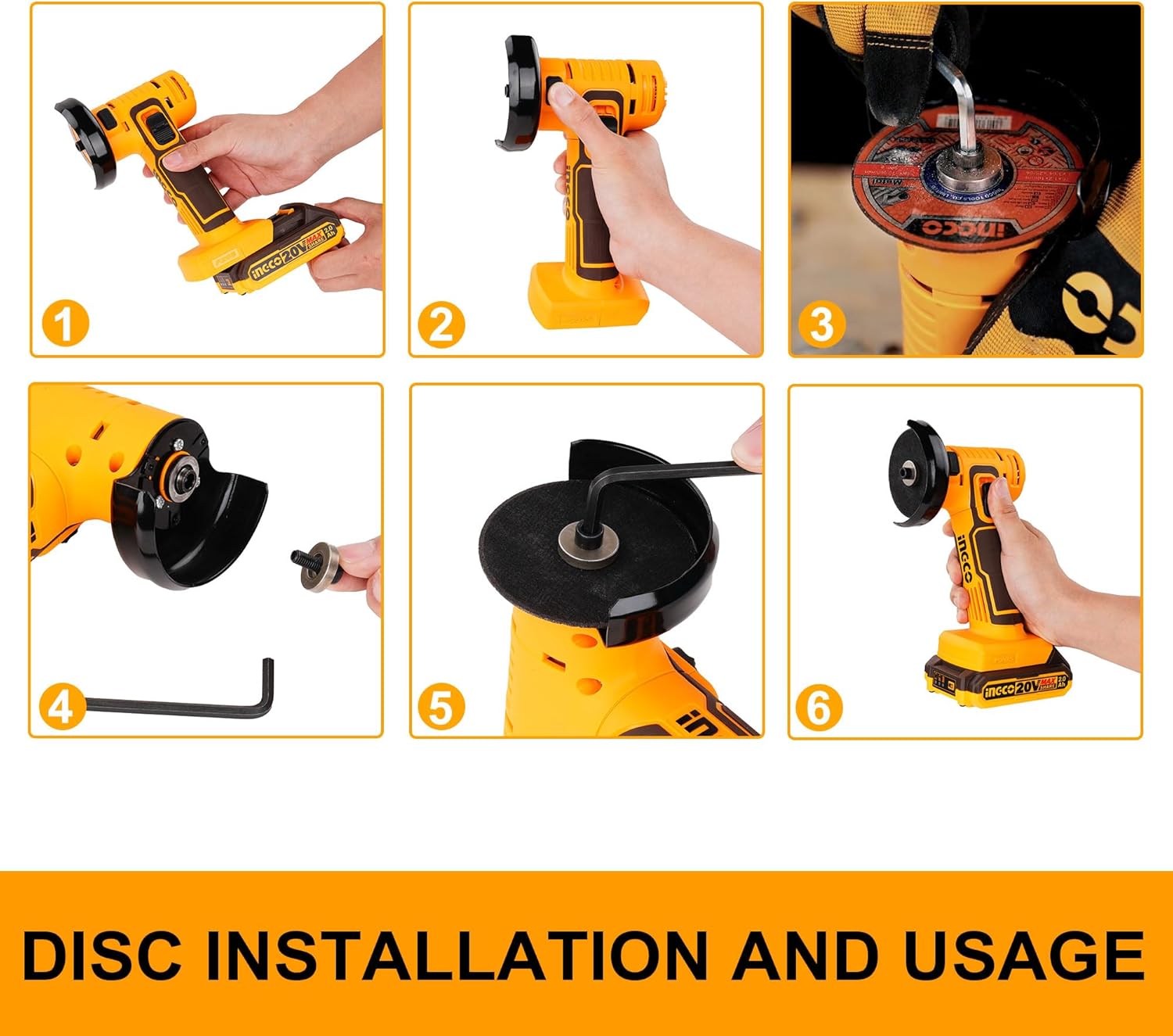 Thumbnail 6 de INGCO mini angle grinder 20V 19500RPM