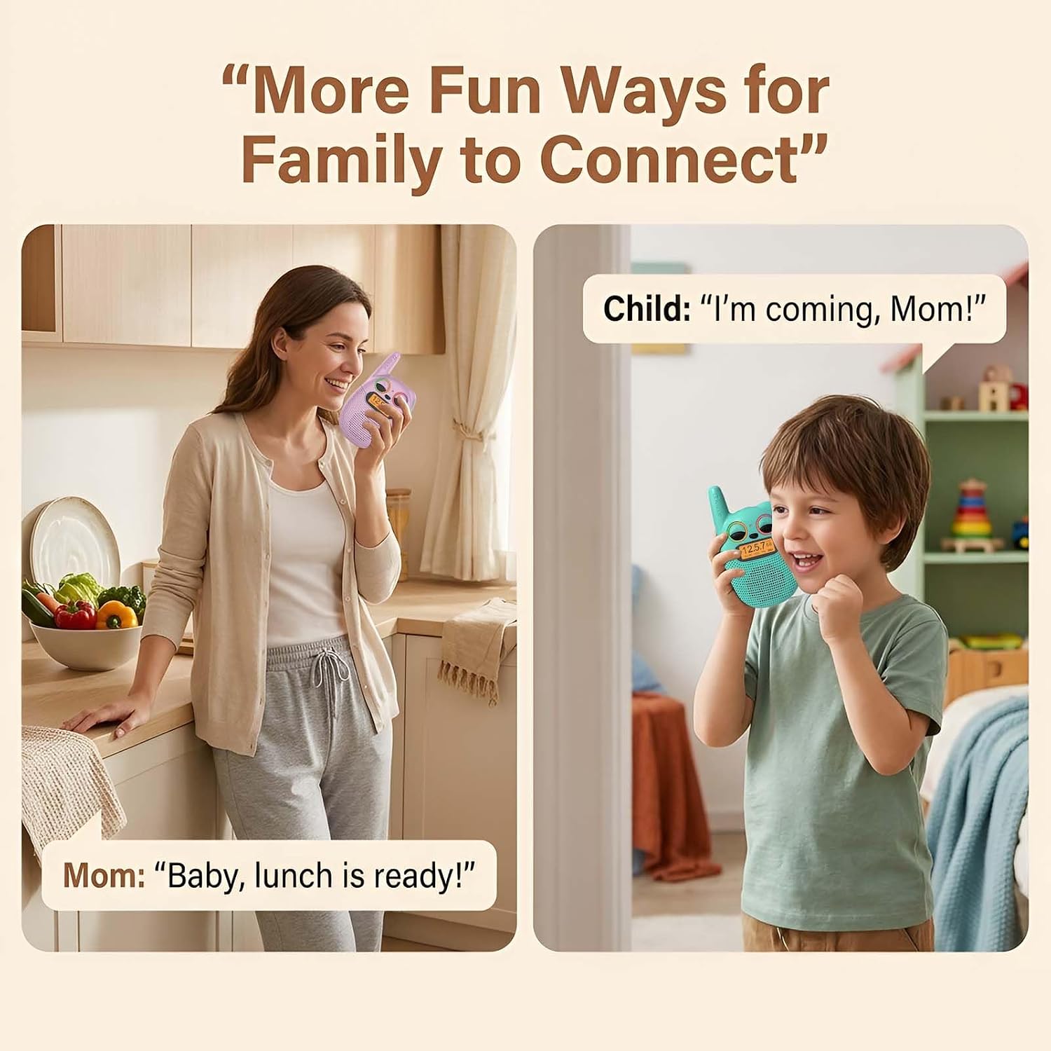 Detalle de QNIGLO Walkie Talkies for Kids (Ages 3–12) with 3-Mile Range, 22 Channels & Rechargeable Battery