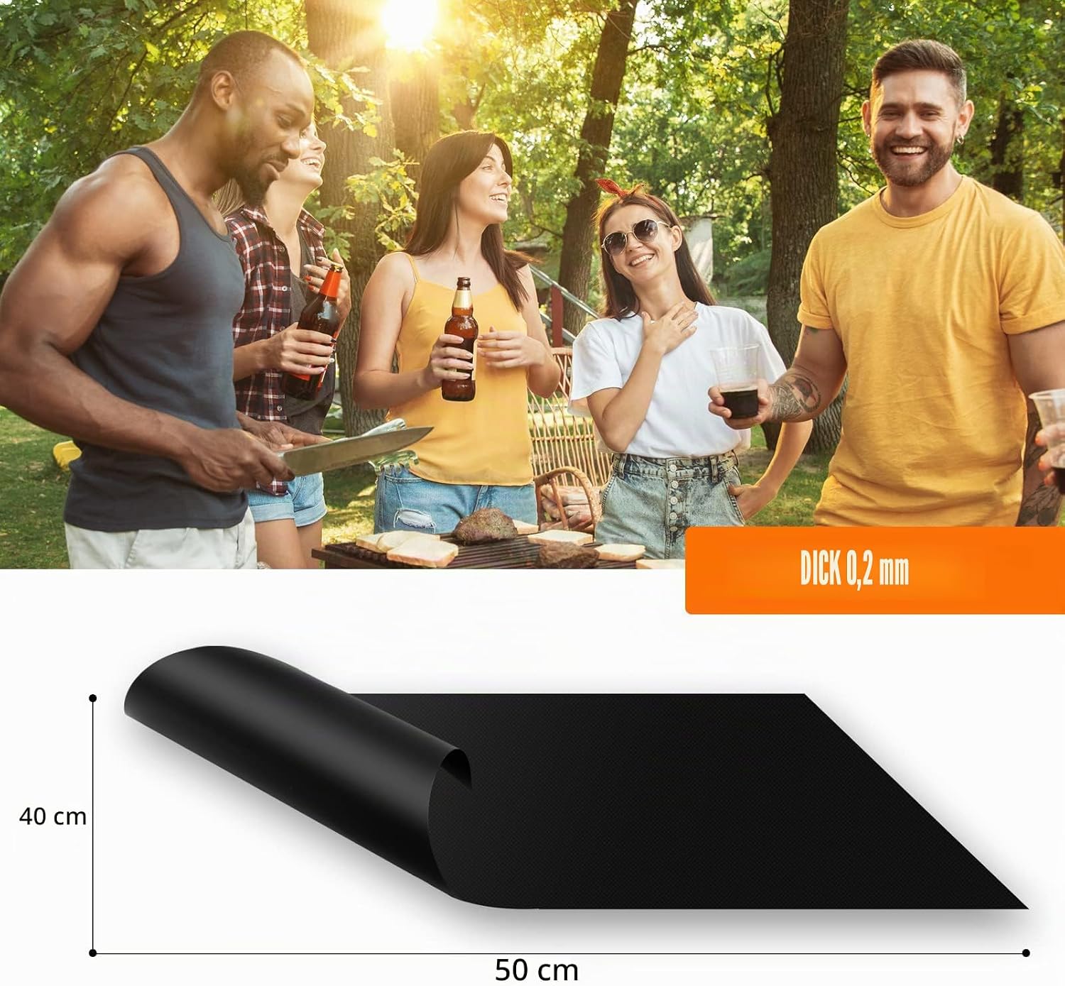 Thumbnail 5 de DIKER Grillmatte für Gasgrill (5er Set) 50x40 cm – wiederverwendbare Antihaft-Grillmatten