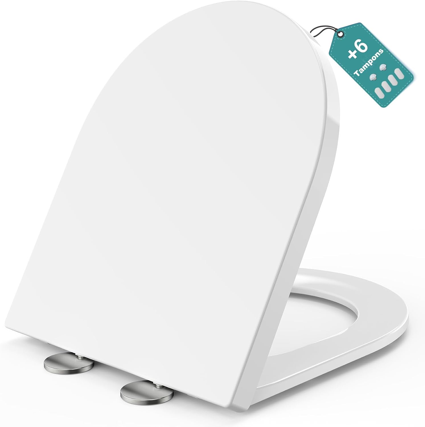 Detalle de Meejee Abattant de WC Longue Forme en D 460x365 mm – fermeture douce et abaissement automatique