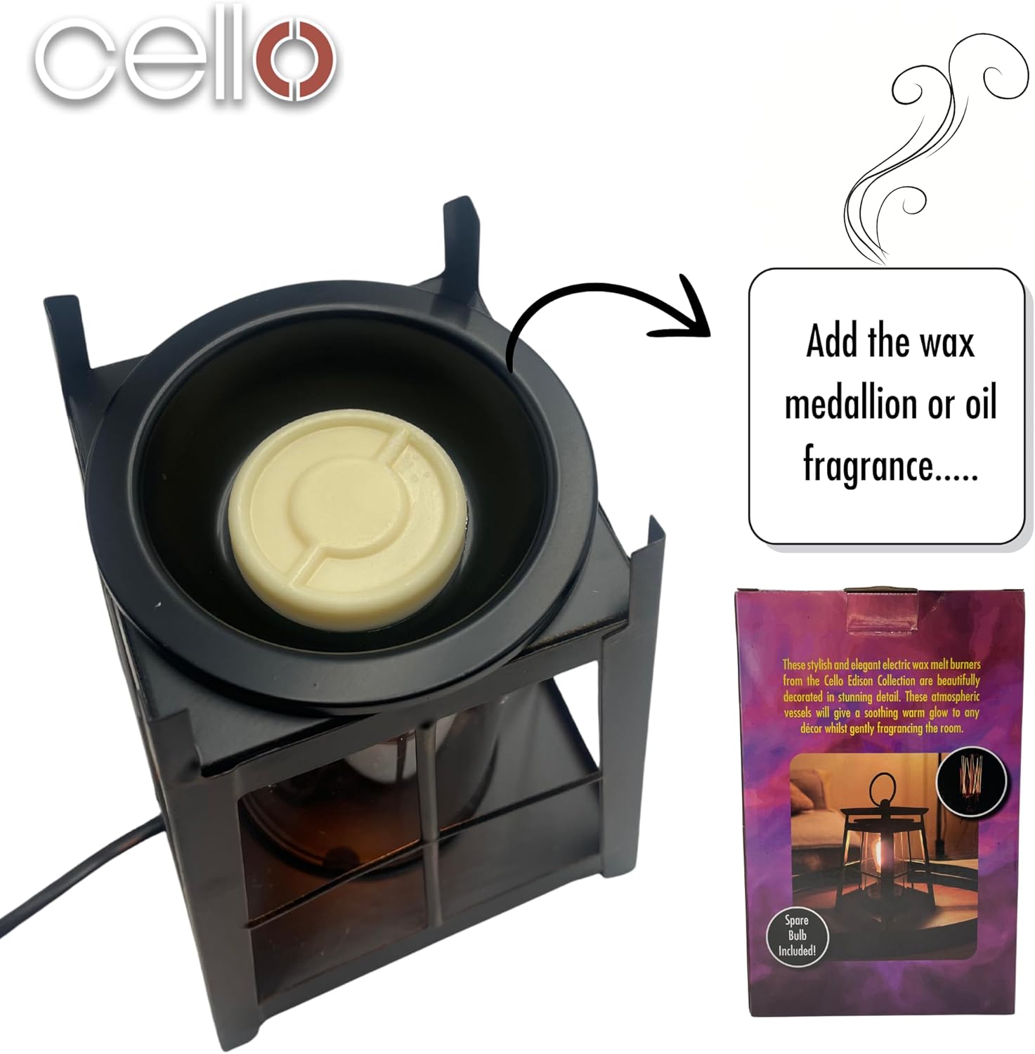 Thumbnail 4 de Lantern Edison Electric Oil Wax Melt Burner Lamp (UK) with Cello Wax Medallions
