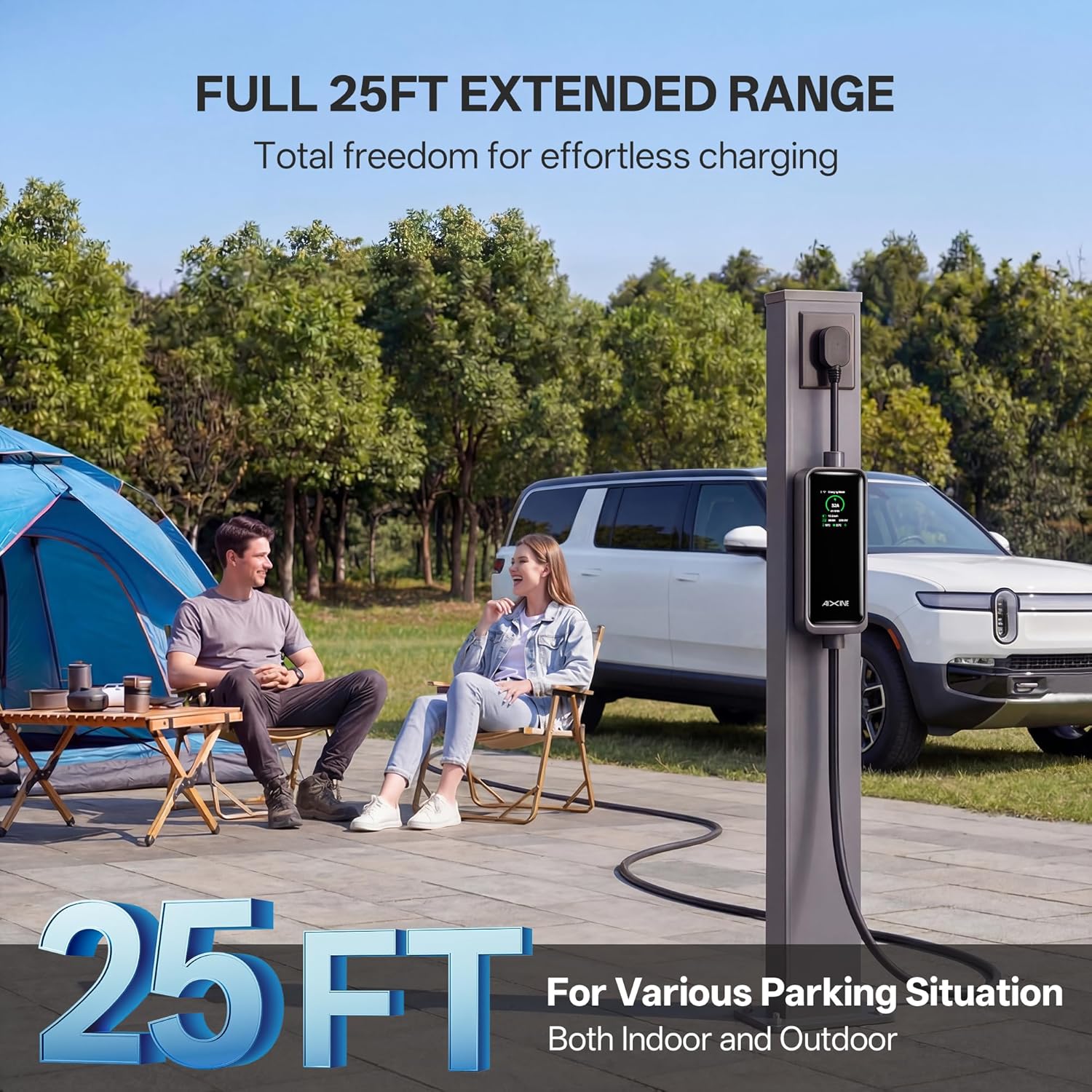 Thumbnail 3 de AIXINE Level 2 EV Charger with WiFi App — 32A, 25ft Cable, IP67, J1772 Compatible