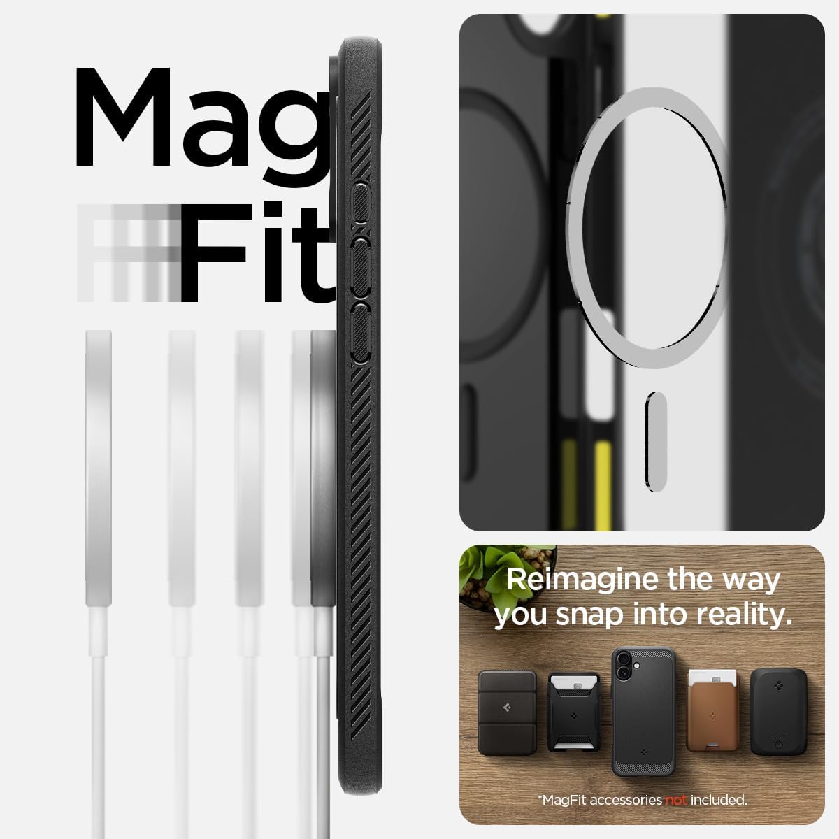 Detalle 2 de Spigen Rugged Armor MagFit pour iPhone 16 Plus (6,7 pouces) – coque antichoc noire mate
