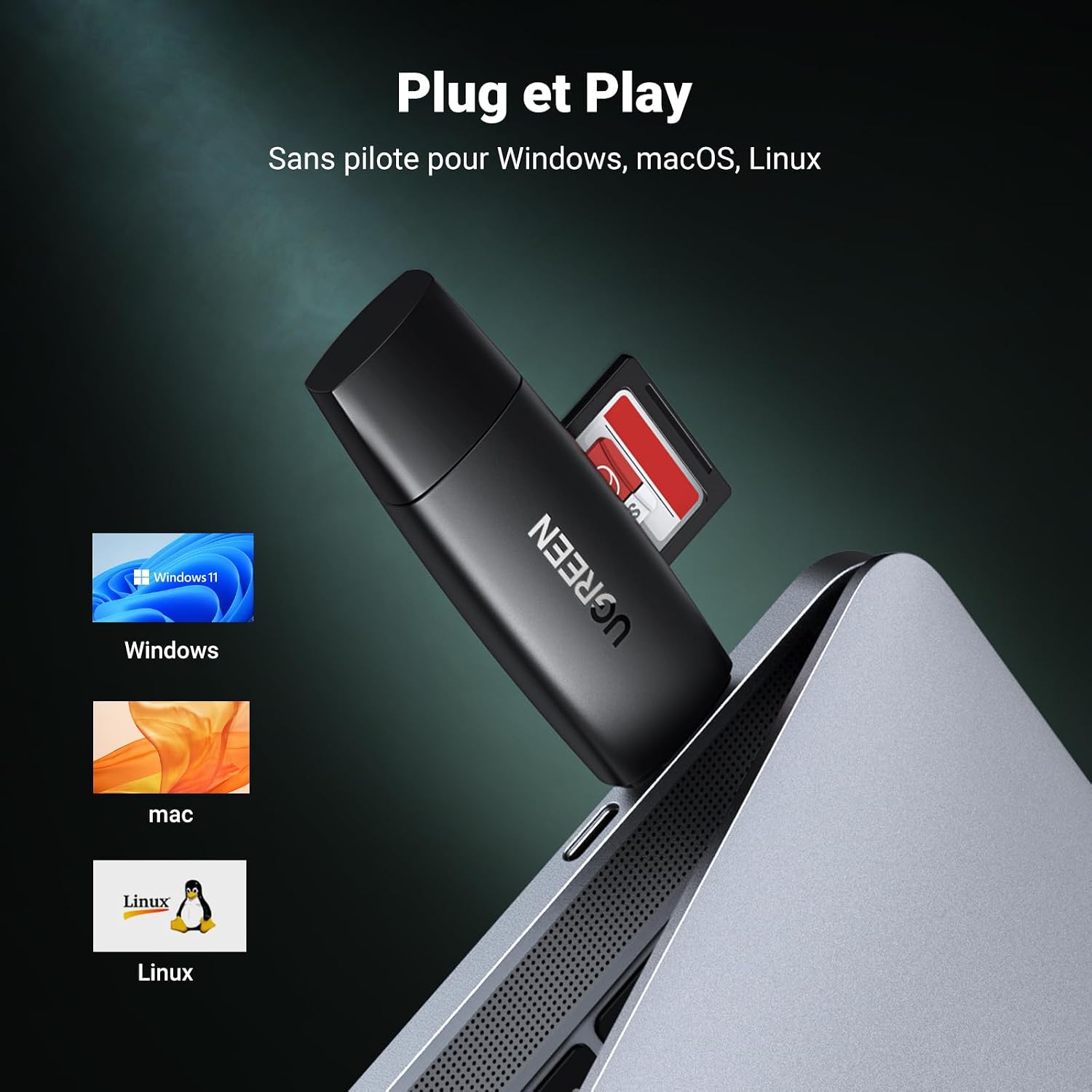 Thumbnail 4 de UGREEN USB A&C kaartlezer voor SD en microSD, USB 3.0 met twee poorten