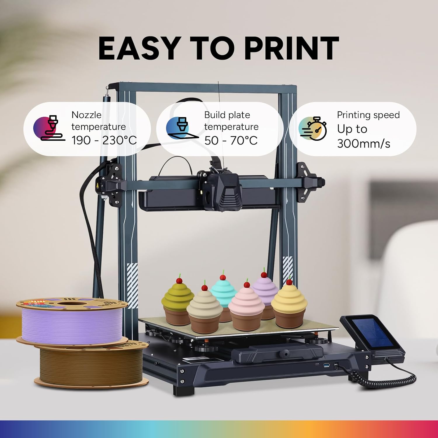 Thumbnail 3 de Overture Matte PLA Filament 1.75 mm – Flieder, 1 kg Spule, Toleranz ±0,02 mm