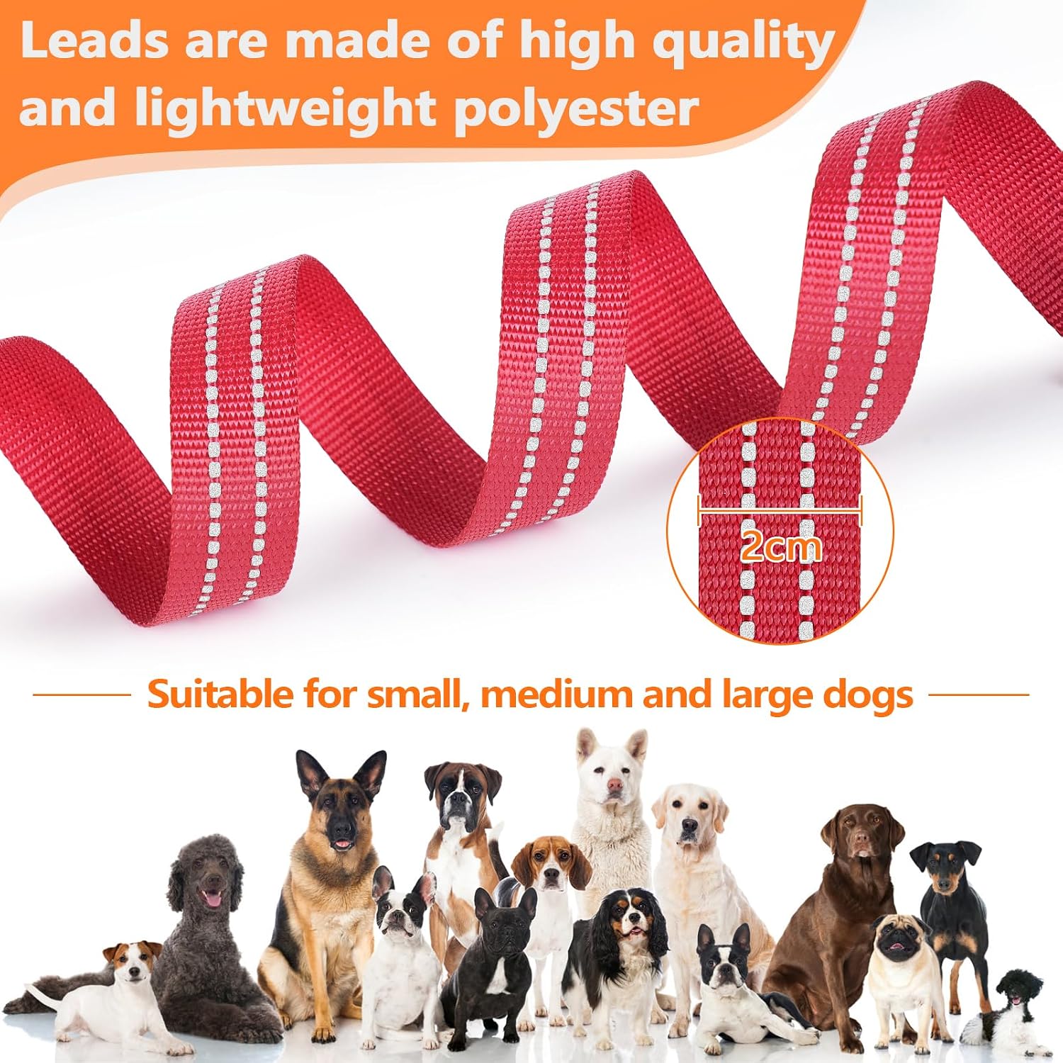 Thumbnail 4 de X XBEN Long Line Dog Lead 20m (65ft) Reflective, Lightweight with Soft Padded Handle