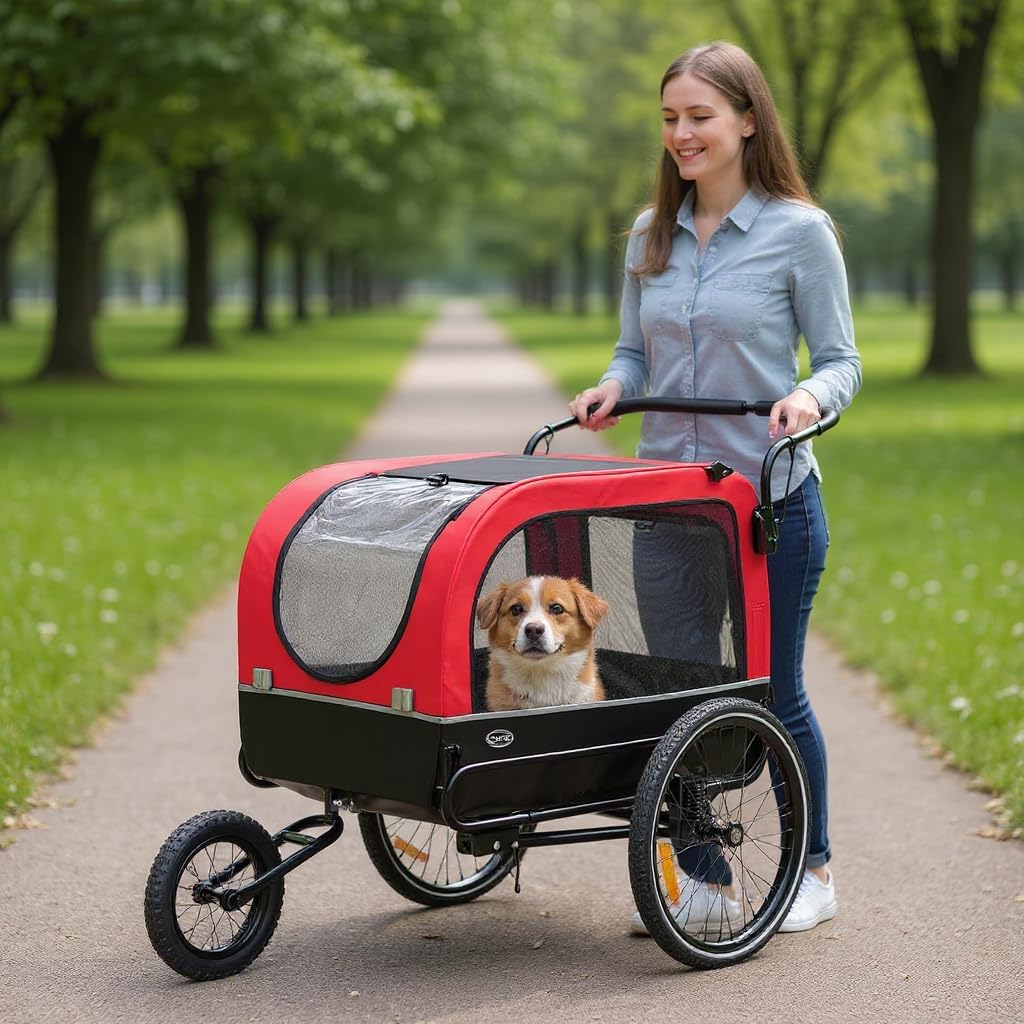 Thumbnail 4 de CXWXC Fahrradanhänger für Hunde 2-in-1 als Fahrradanhänger & Jogger – bis 40 kg, mit Stoßdämpfer