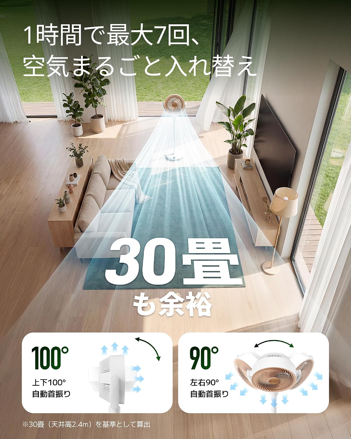 Detalle de SwitchBot W3800520 スタンド型サーキュレーター DCモーター・コードレス・高さ3段階調節