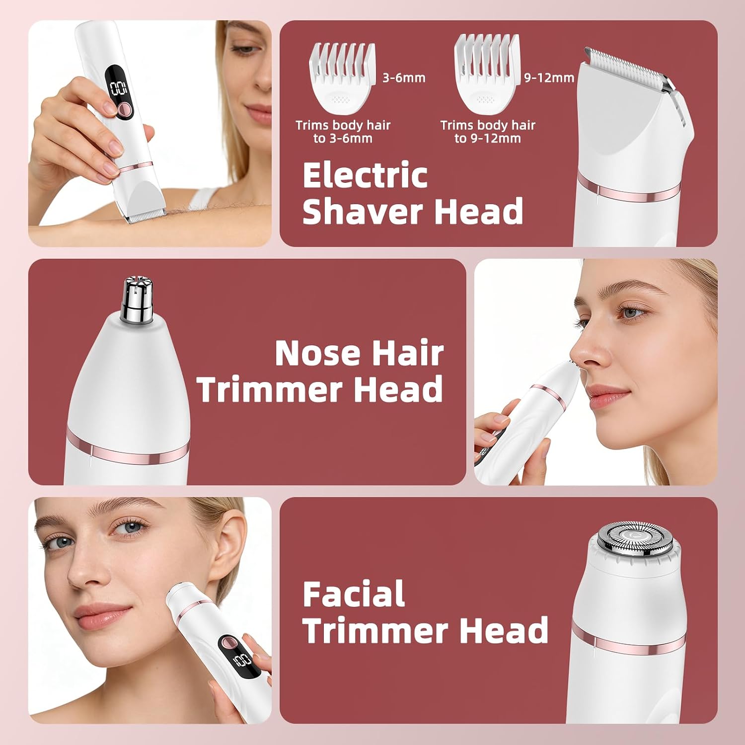 Thumbnail 2 de Bikini Trimmer Women – 3-in-1 Electric Razor for Face, Body and Nose Hair (White Gold)