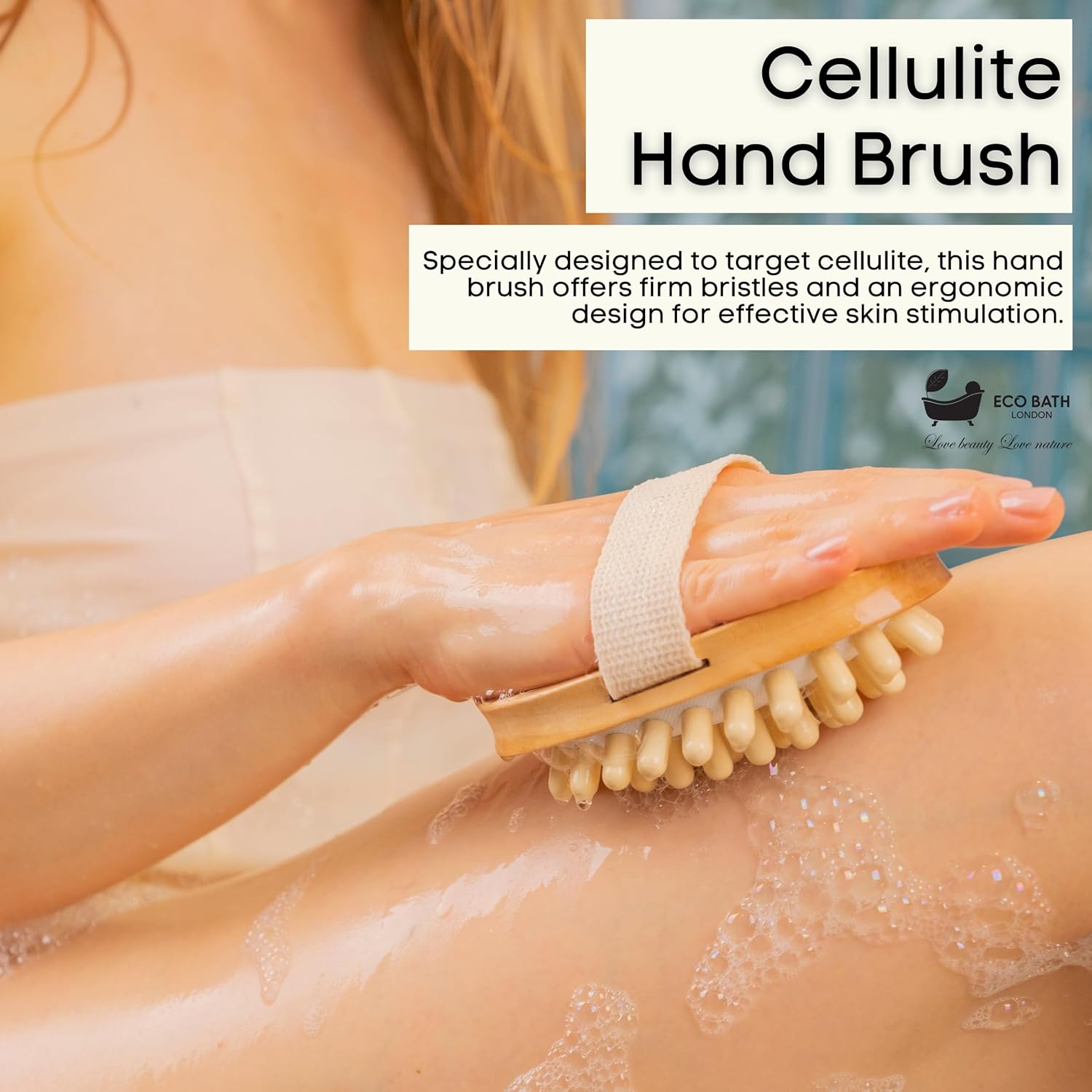 Detalle de Eco Bath Cellulite Hand Brush spazzola da bagno in legno di faggio