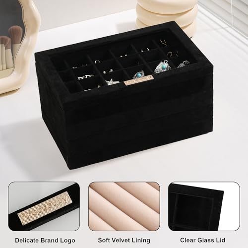 Detalle de Frebeauty Organizador de joyas 5 en 1 apilable con tapa de cristal