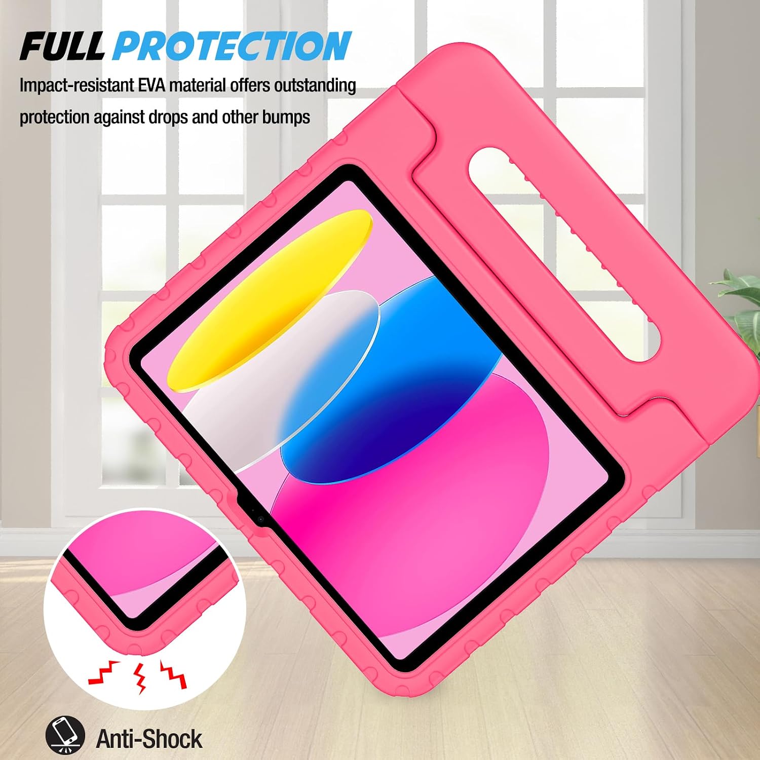 Detalle de ProCase PC-08366205 Kids iPad Case, Pink, Rotating Handle and Dual-Angle Stand
