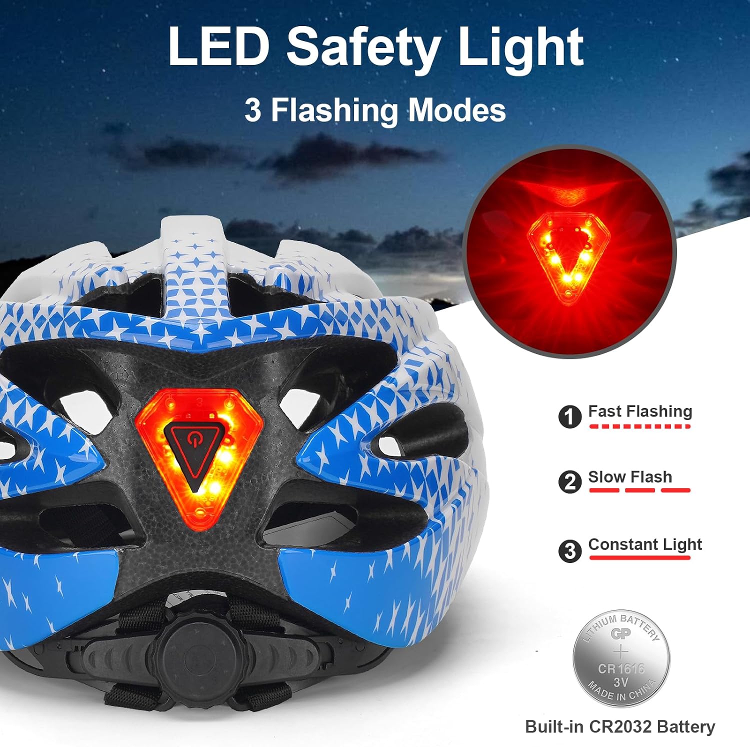 Thumbnail 1 de Bike Helmet Men Women Cycle Helmet with Light (54–62cm) – 21 Vents Adjustable MTB/Road Helmet
