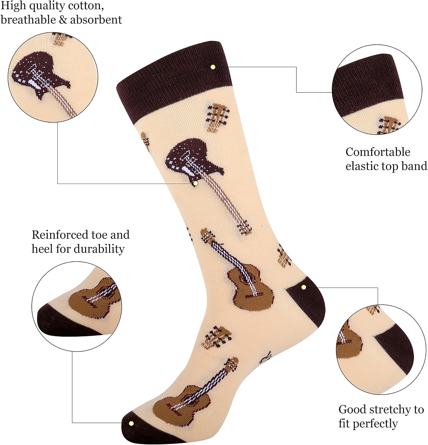 Detalle 2 de Belloxis Mens Socks 9-11 Multipack Guitar Socks