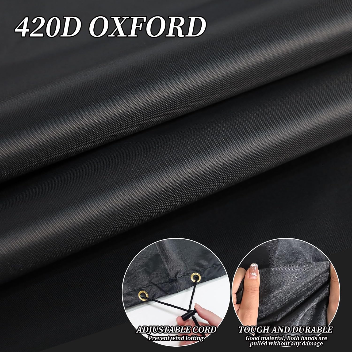 Detalle 2 de PATIO PLUS Outdoor Garden Large Bistro Set Cover – Weatherproof 420D Oxford, UV Protected (146 x 70 x 80 cm) in Black