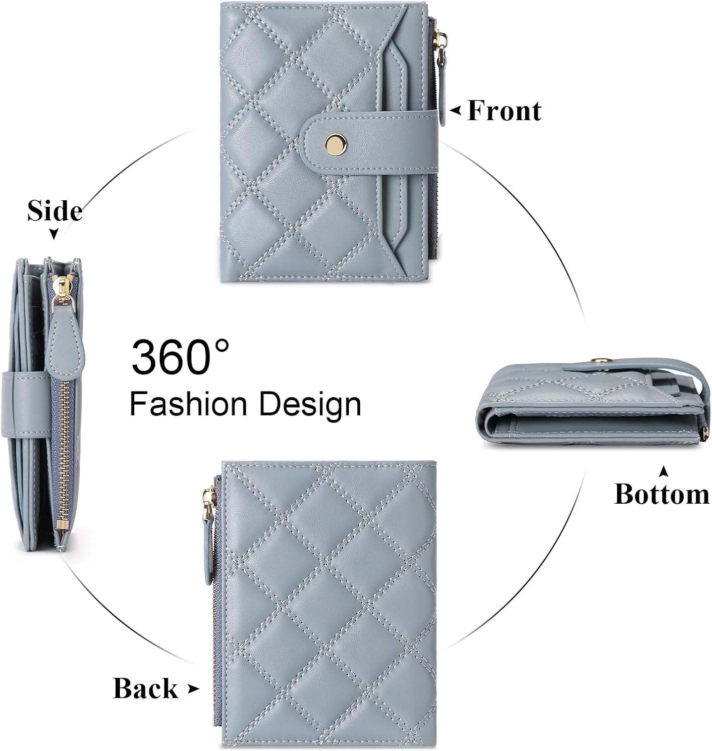 Detalle 2 de SENDEFN Bifold Small Vegan Leather Purse 4.5in