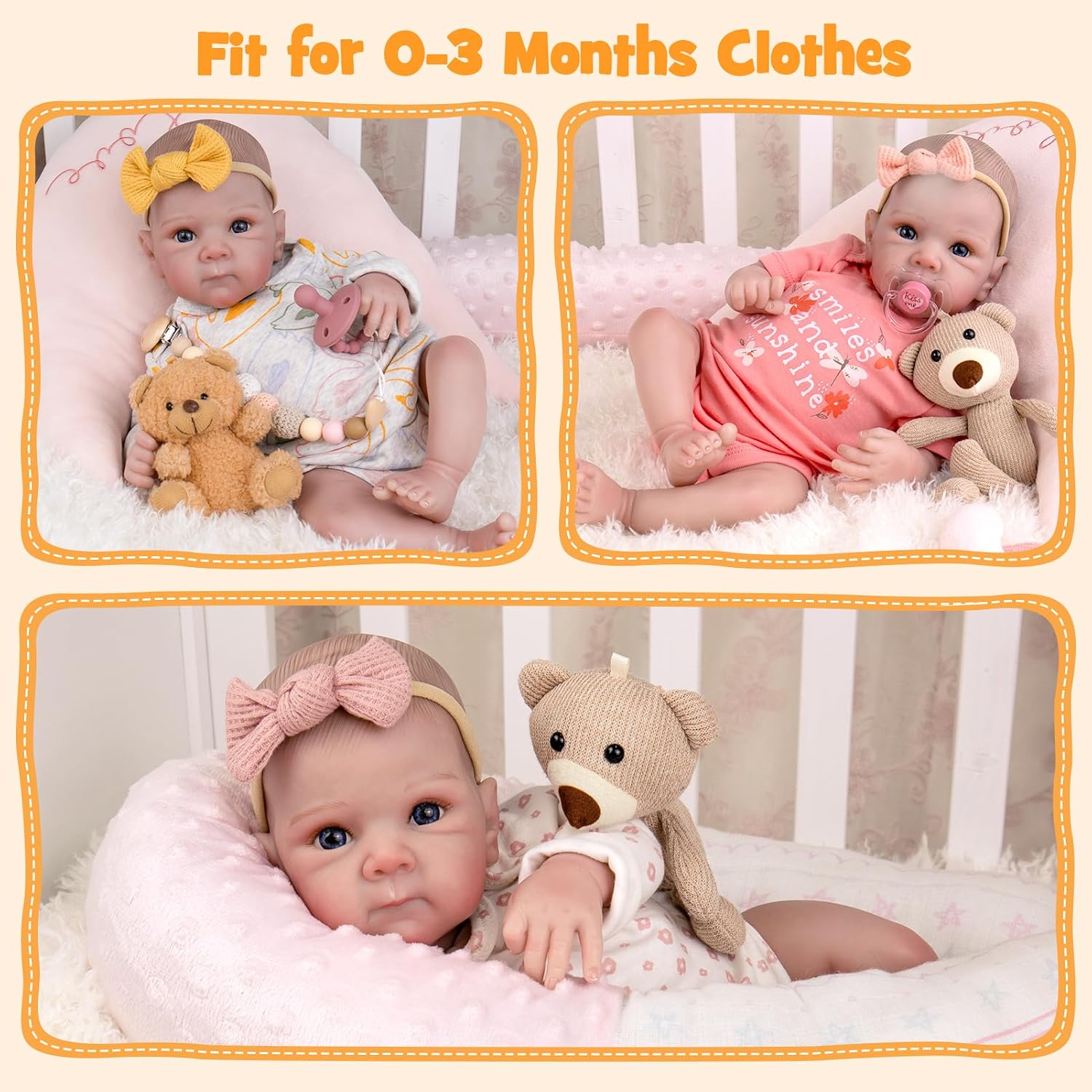 Thumbnail 3 de Aori Reborn Baby Doll Realistic Girl (20 inches) with Soft Cloth Body & Vinyl Limbs