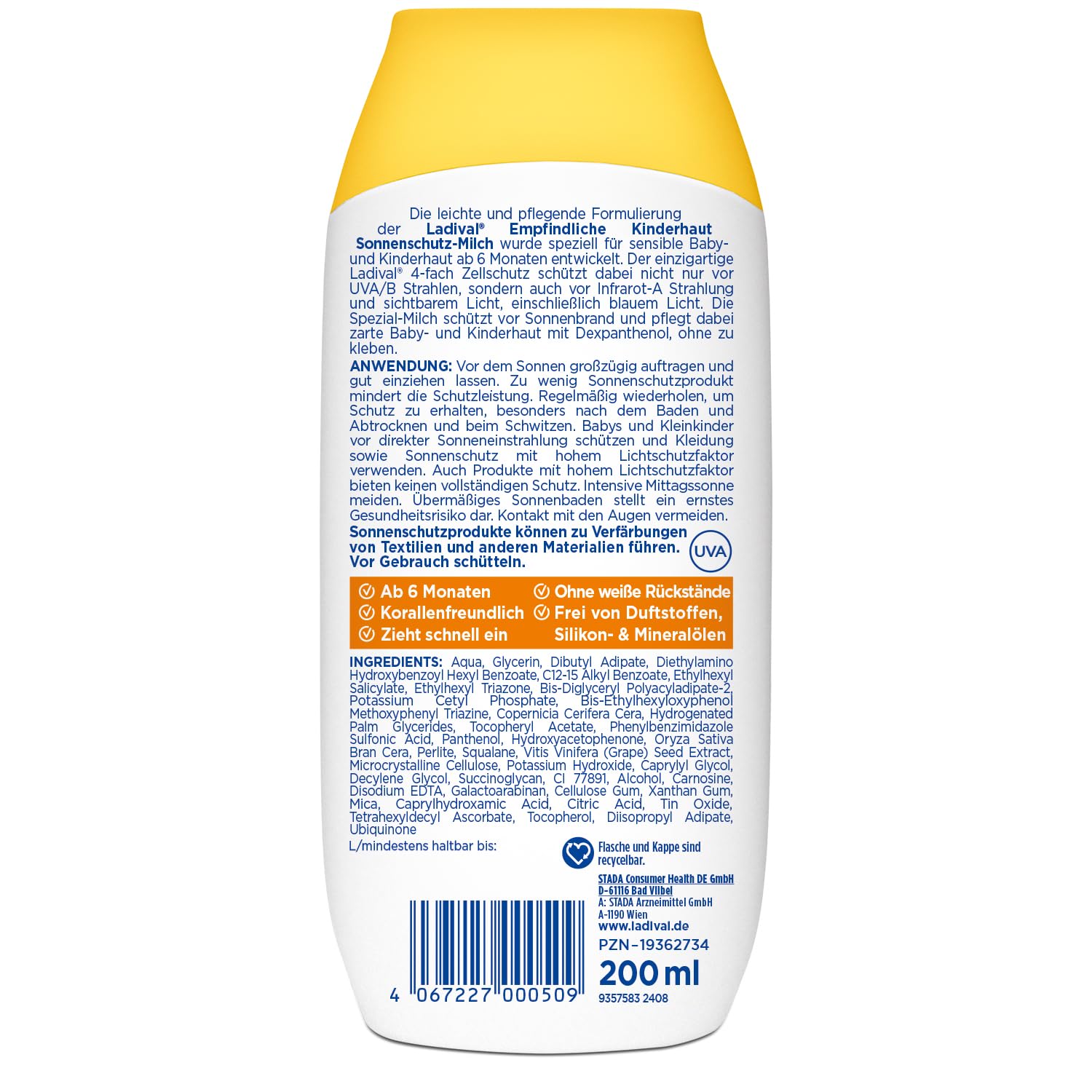 Thumbnail 1 de Ladival Kinder Sonnencreme Milch LSF50+ – extra wasserfest für empfindliche Kinderhaut (ab 6 Monaten), 200 ml