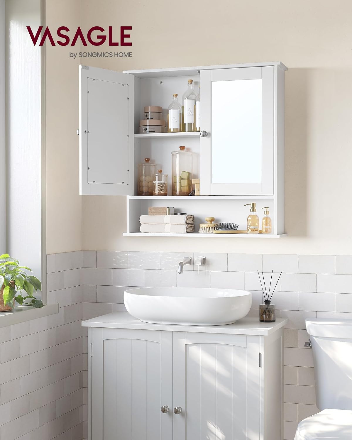 Detalle 2 de VASAGLE LHC012W01 Armadio da bagno 15x65x75 cm